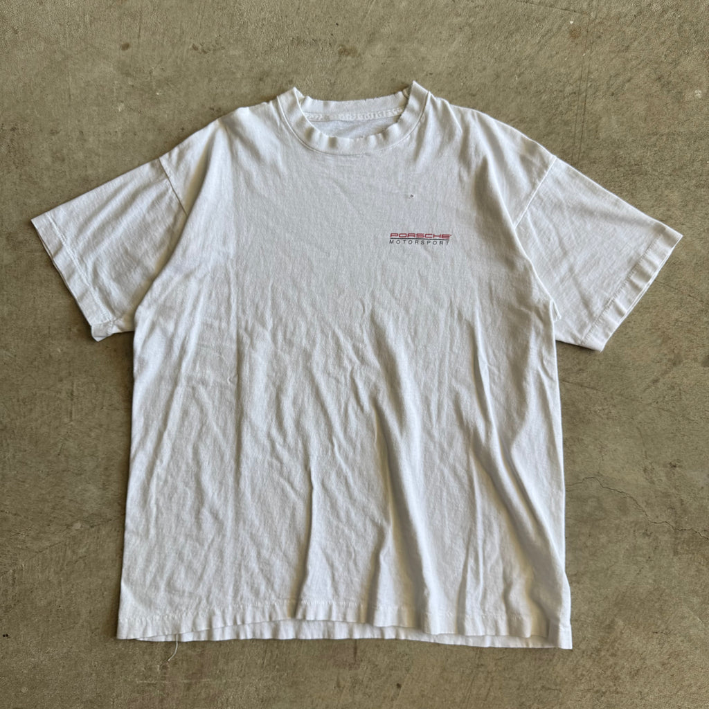 1991 Porsche 944 IMSA Firehawk Champion Distressed White T Shirt (L)