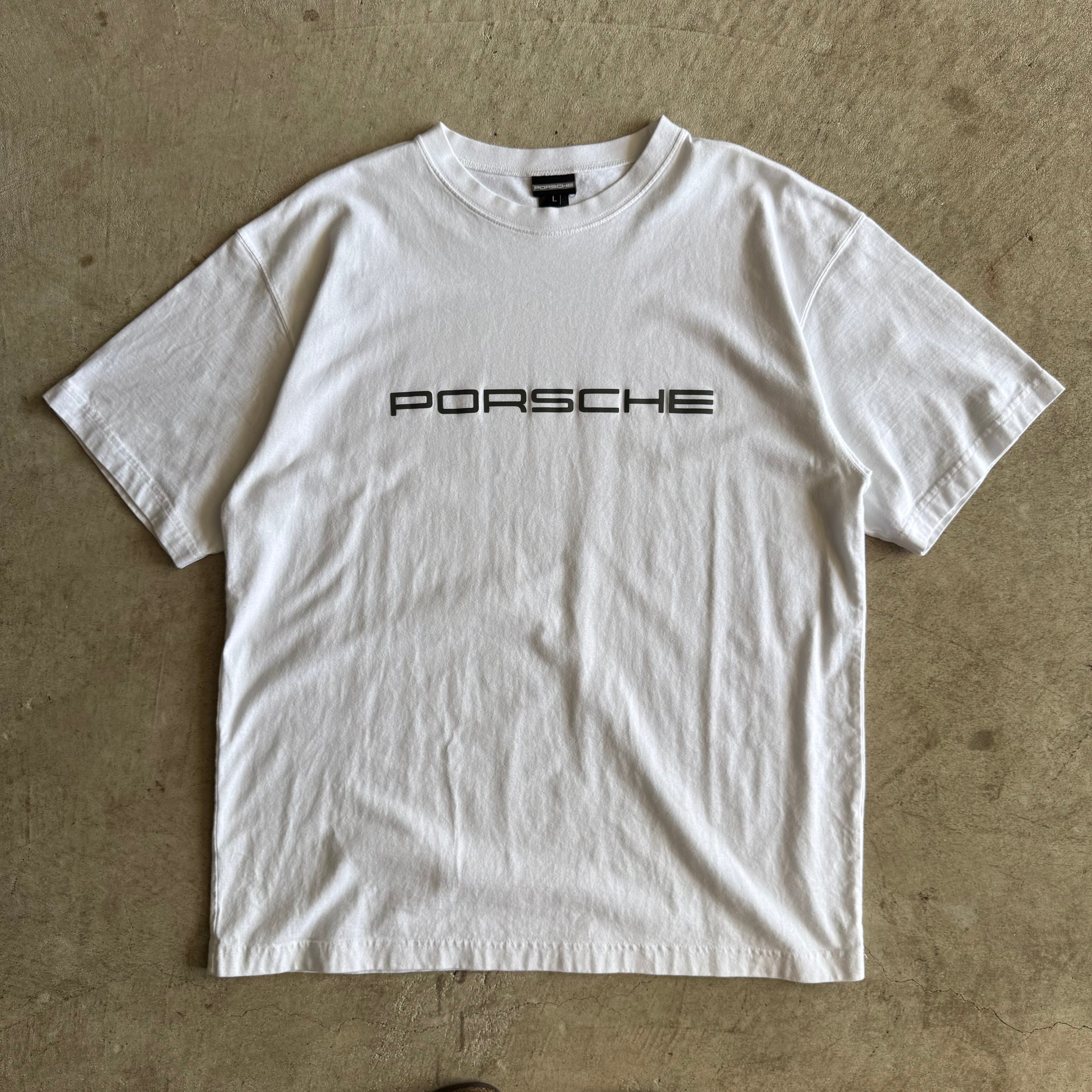2000s Porsche Spellout Logo White T Shirt (L)