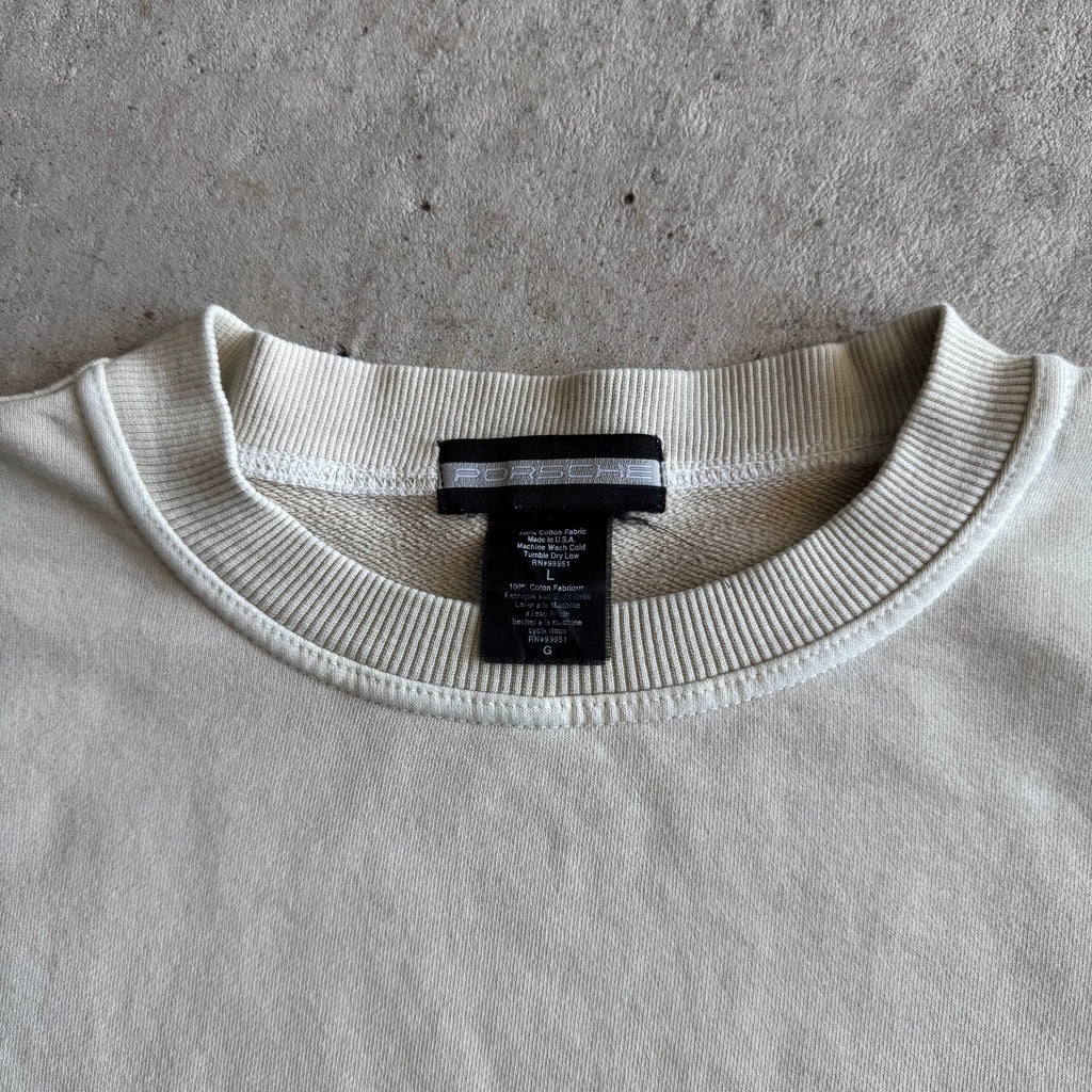 90s Porsche Selection Embroidered Beige Crewneck Sweater (L)