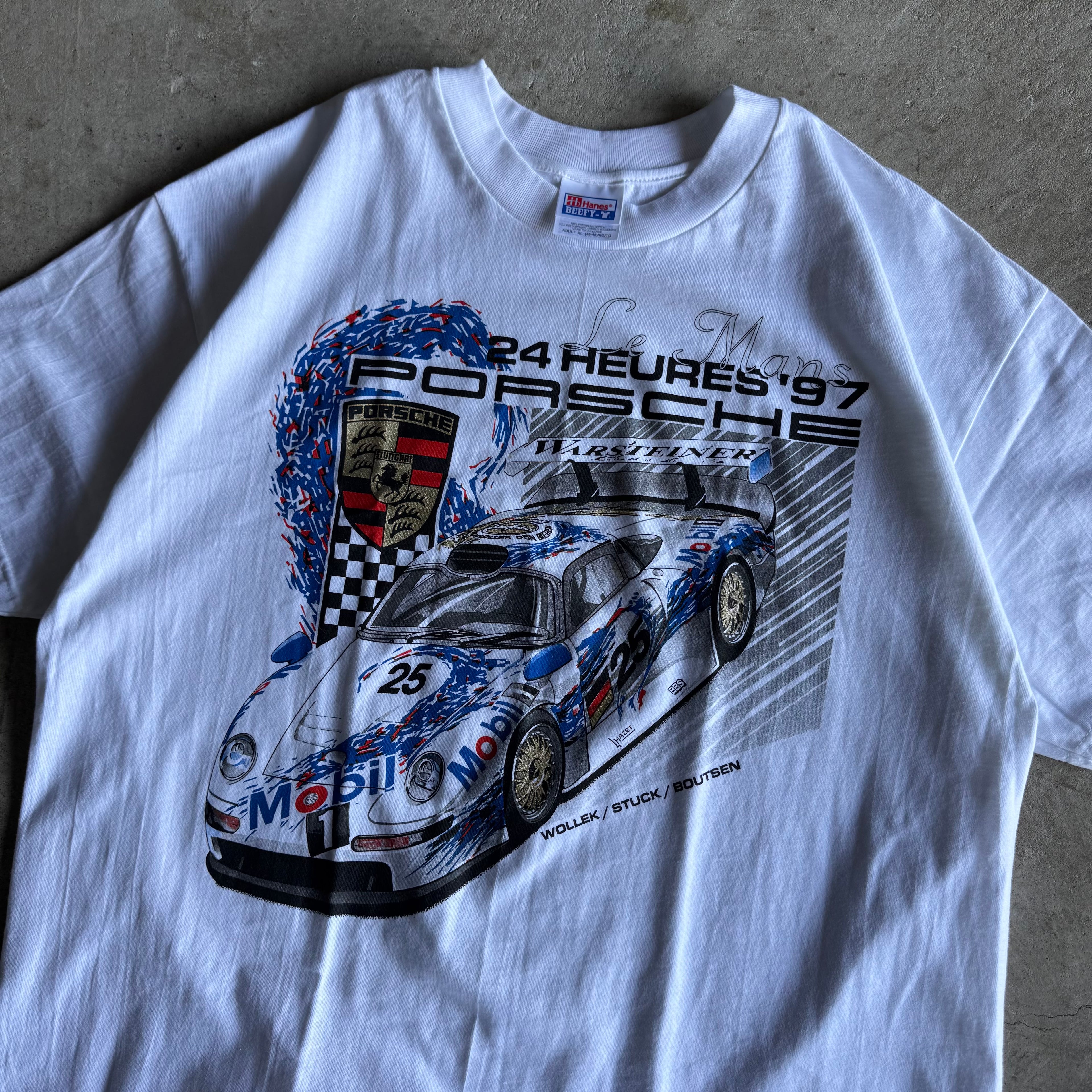 1997 Porsche 911 GT1 24 Heures Du Mans White T Shirt (XL)