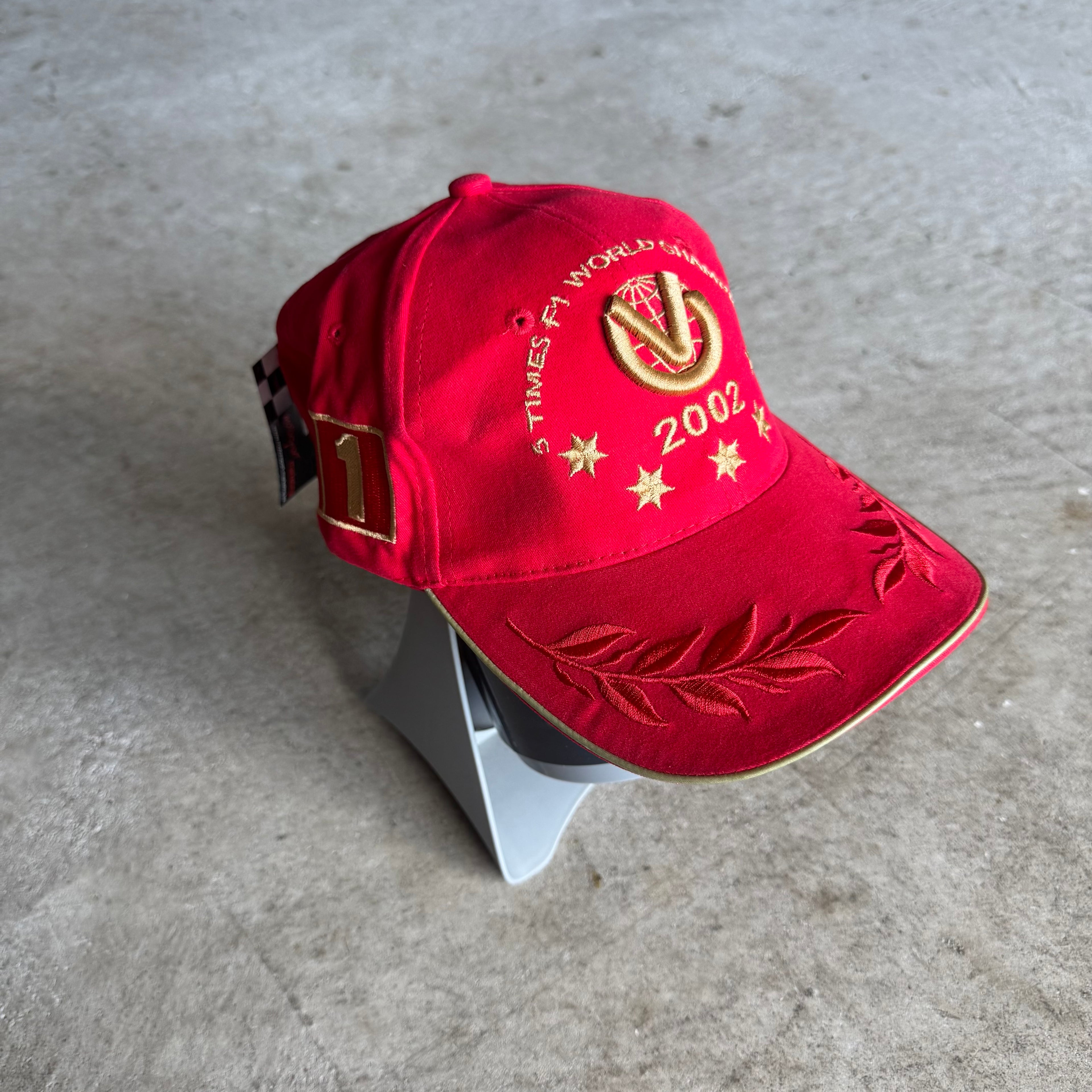 2002 Michael Schumacher 5 Time World Champion Red Cap Hat