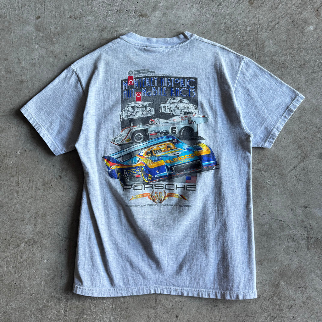 90s Porsche 50th Year Monterey Historic Races Grey T Shirt (M)