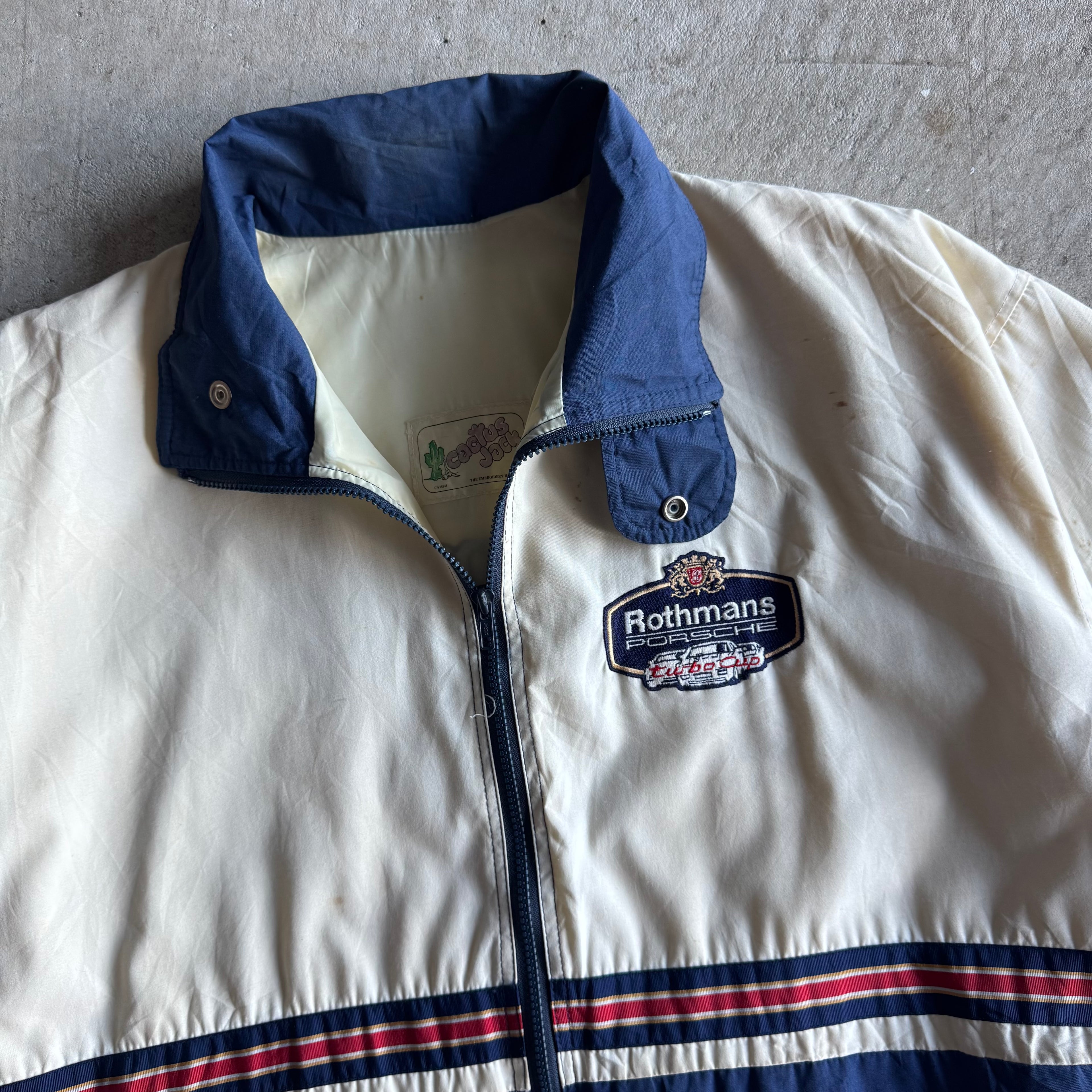 80s Porsche Rothmans Racing Striped Outerwear Jacket (XL)