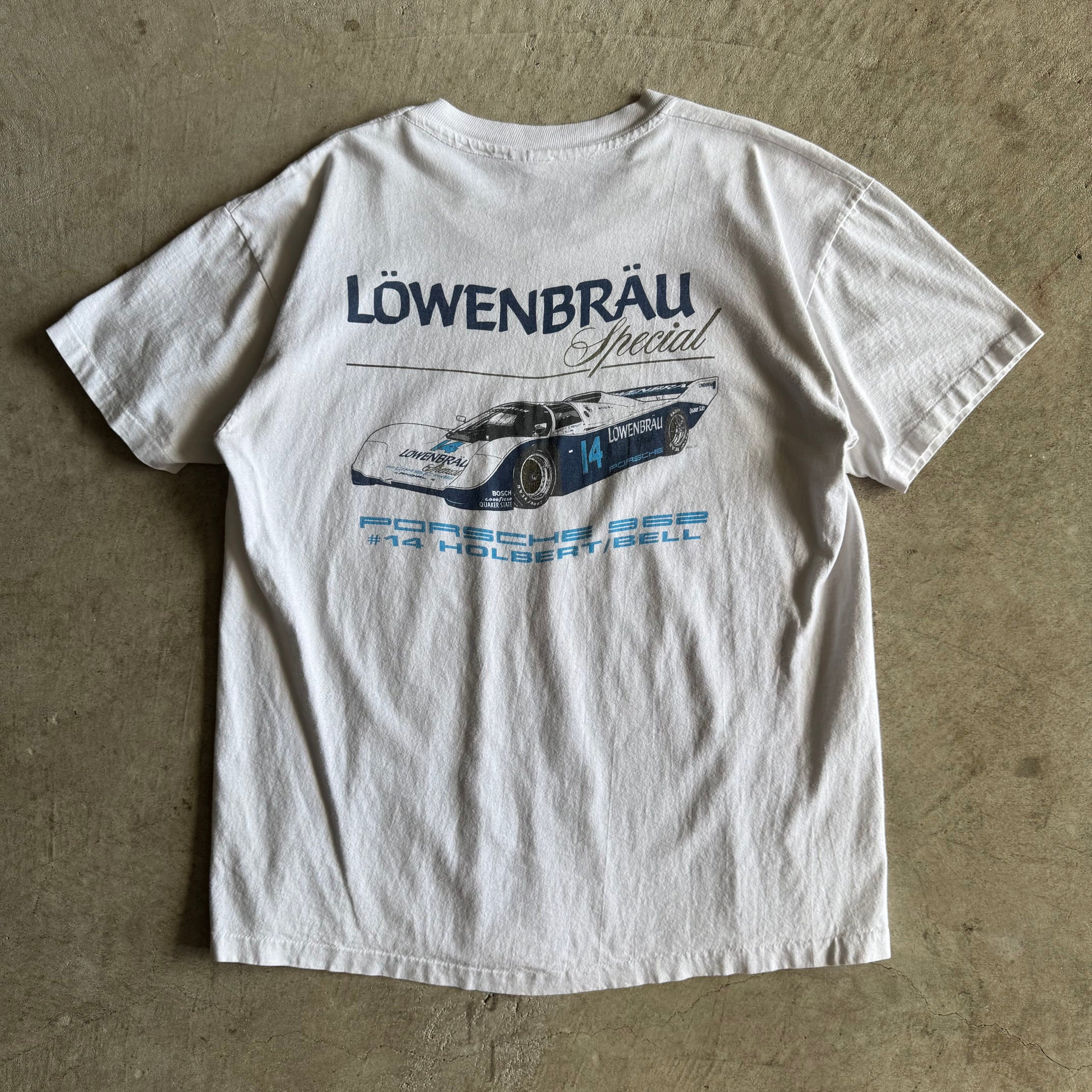 80s Porsche Lowenbrau Special 962 White T Shirt (XL)