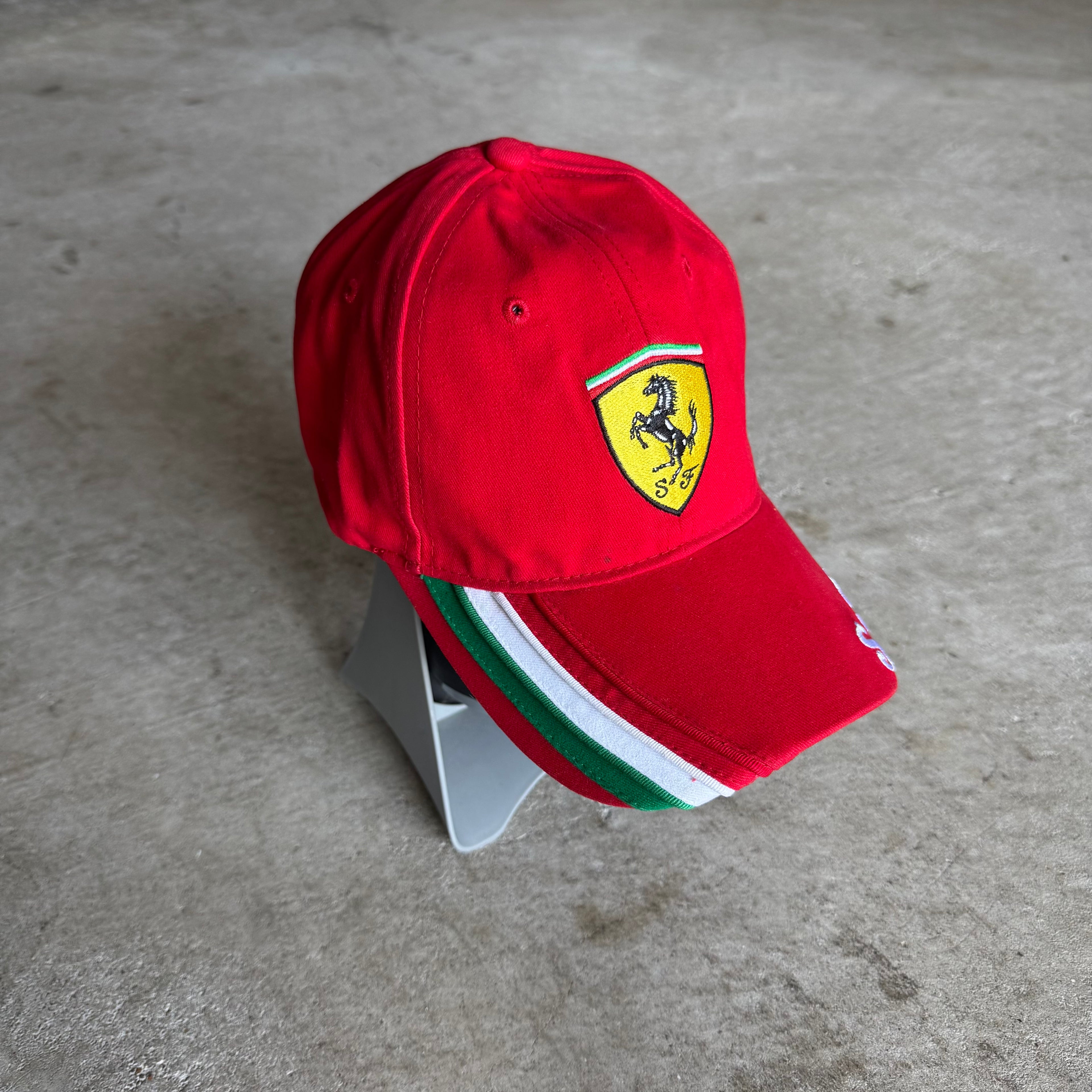 90s Scuderia Ferrari Red White Green Striped Hat