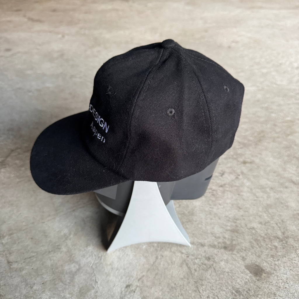 90s Porsche Design Aspen Embroidered Black Strapback Hat