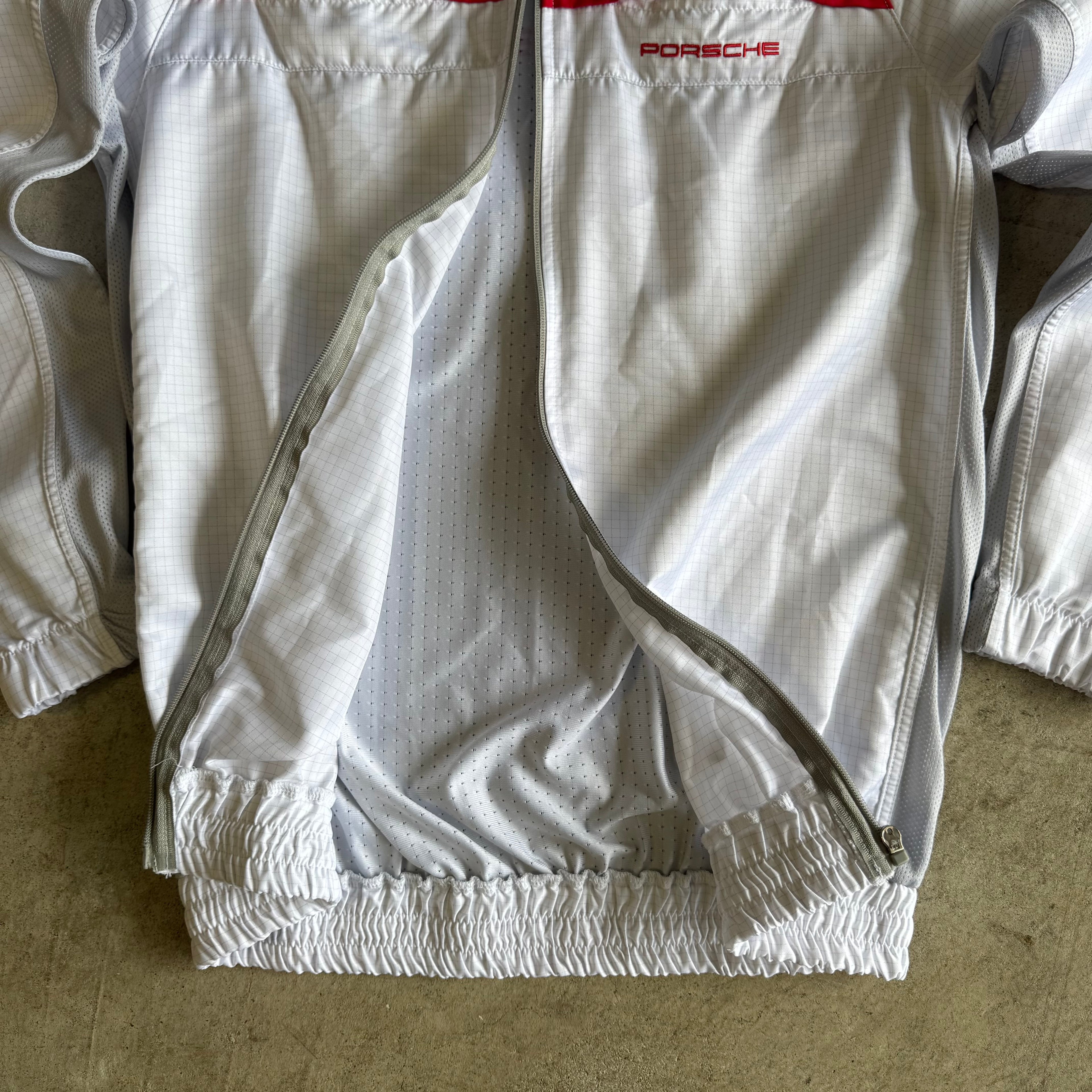 90s Porsche White Grey Tracksuit Jacket & Pants (S)