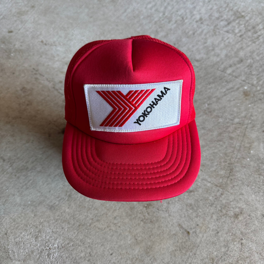Vintage 90s Yokohama Motorsports Red Trucker Hat