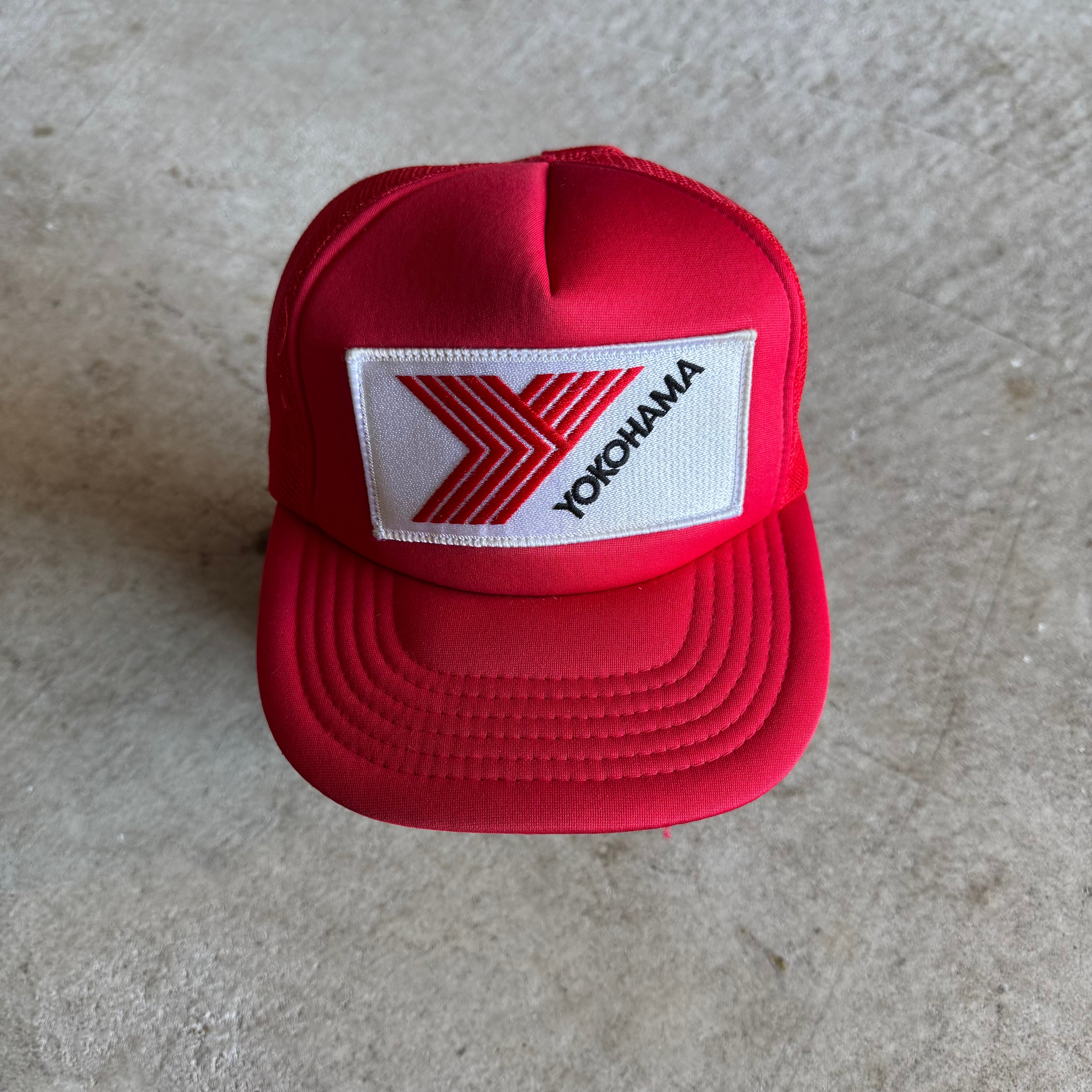 Vintage 90s Yokohama Motorsports Red Trucker Hat