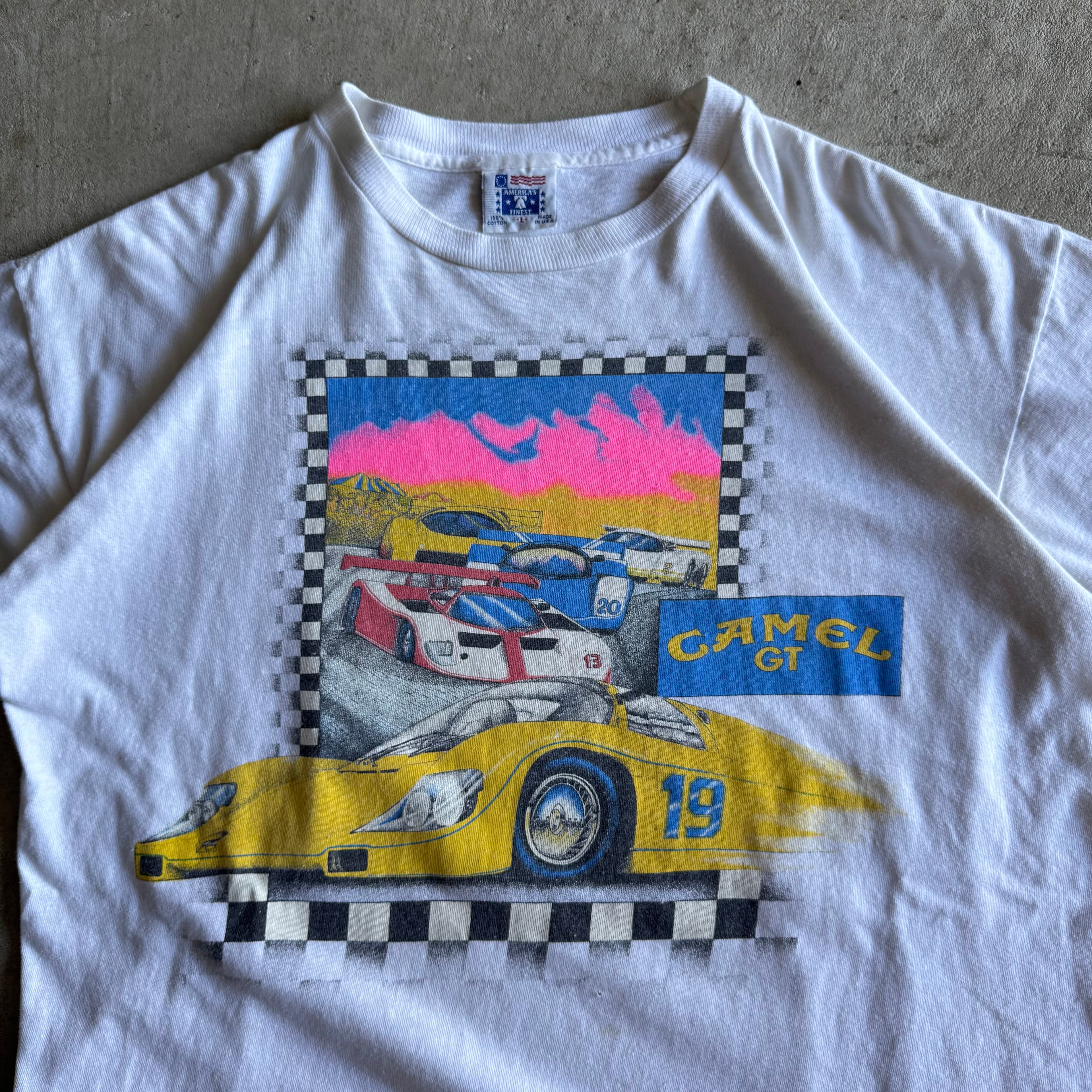 Vintage 90s Camel GT Series IMSA White T Shirt Size Large