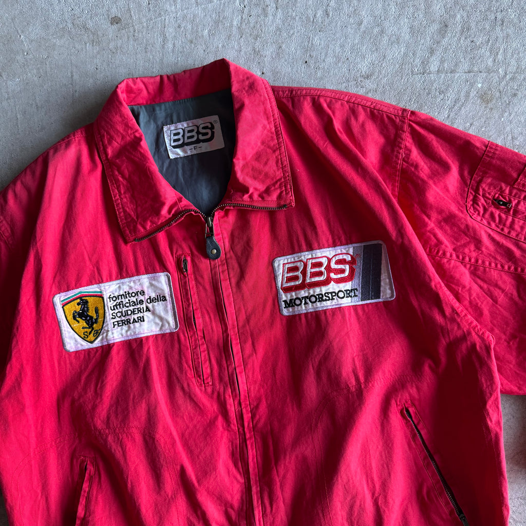 90s BBS Motorsport Ferrari Scuderia Red Coach Jacket (L)