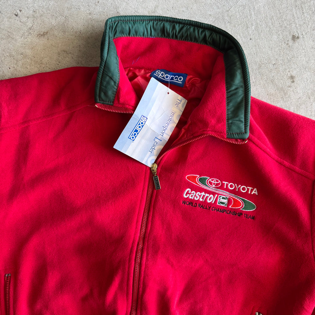 90s Sparco Castrol Team Toyota Europe Red Fleece Jacket (L)