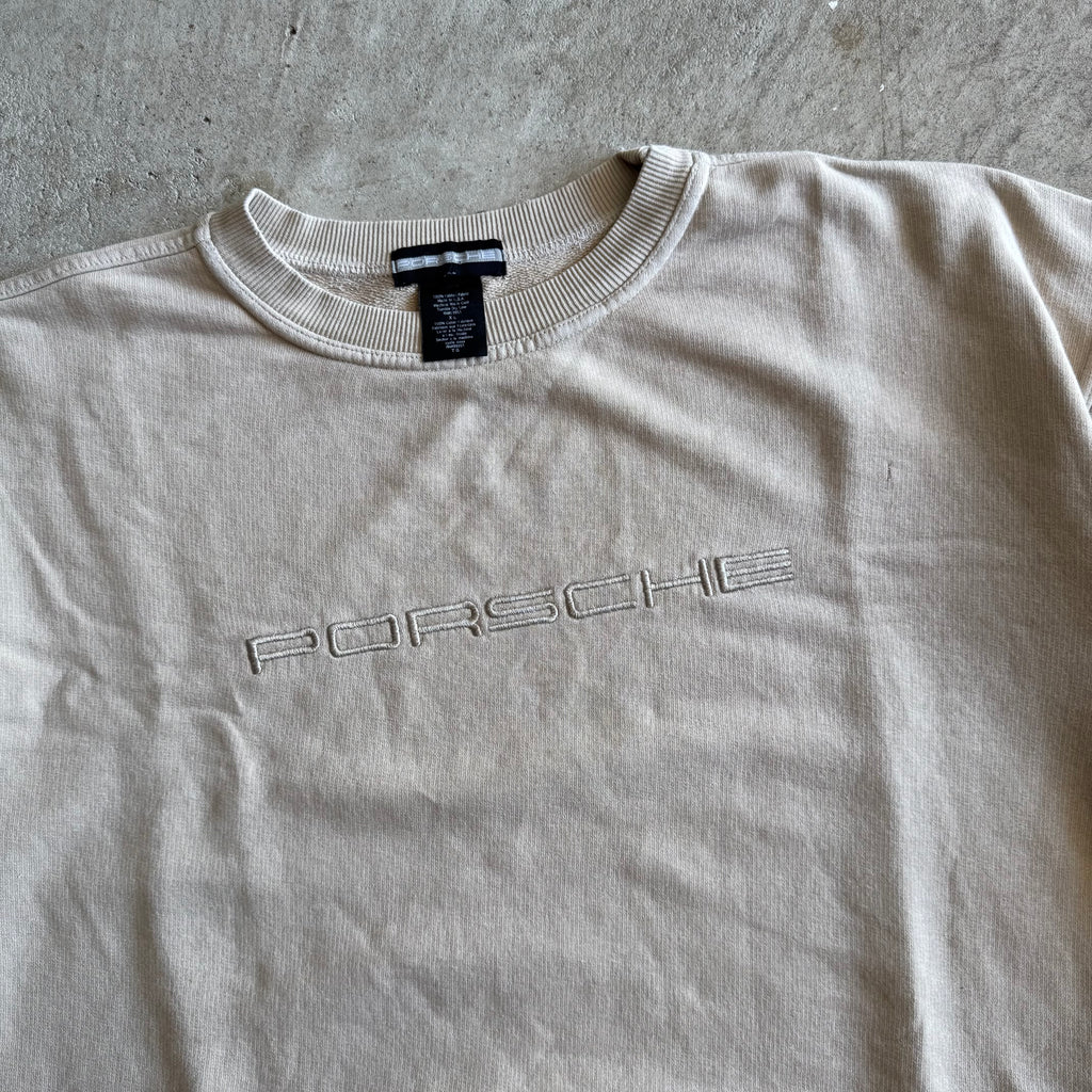 90s Porsche Selection Embroidered Beige Crewneck Sweater (XL)