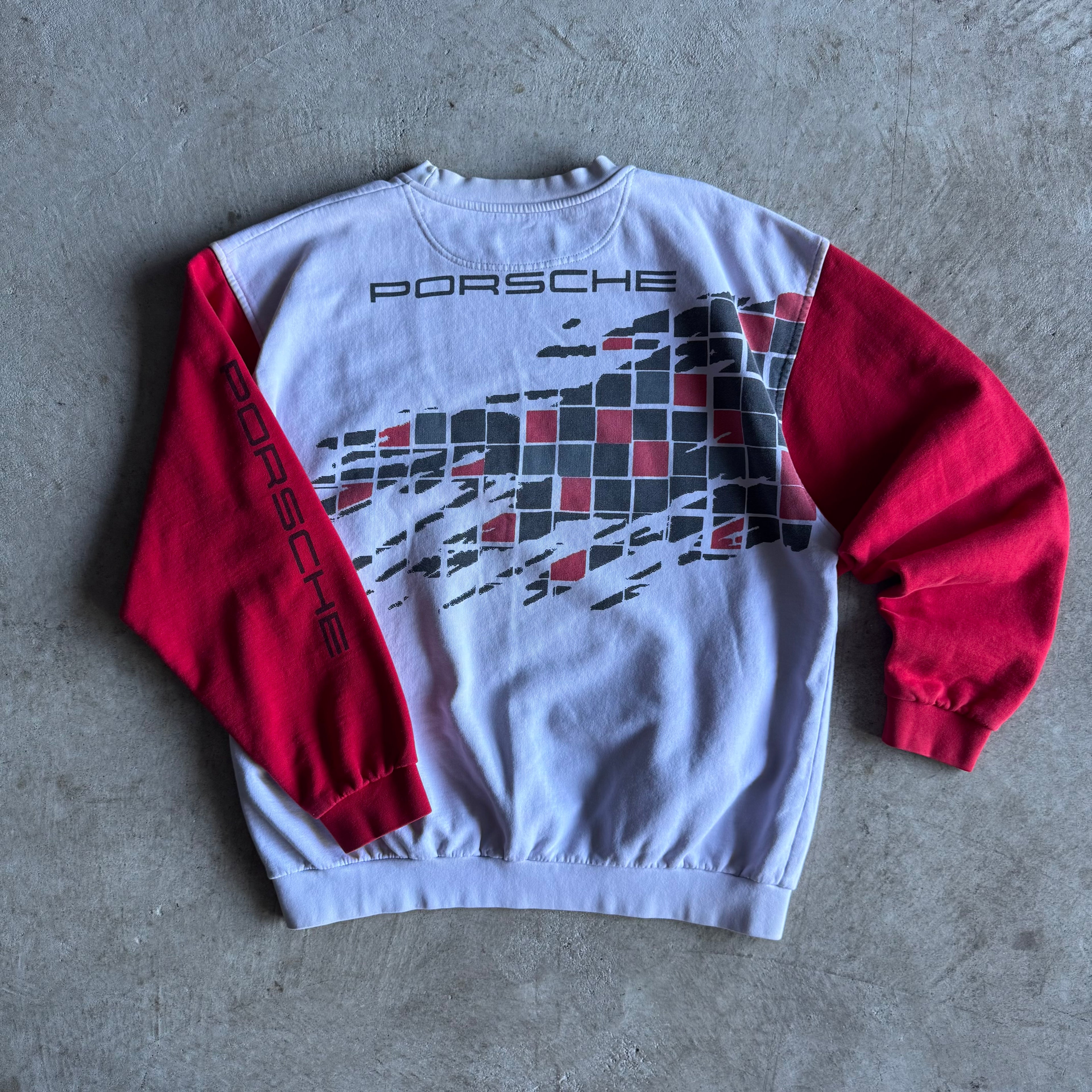 90s Porsche Selection Red Square Crewneck Sweater (XL)