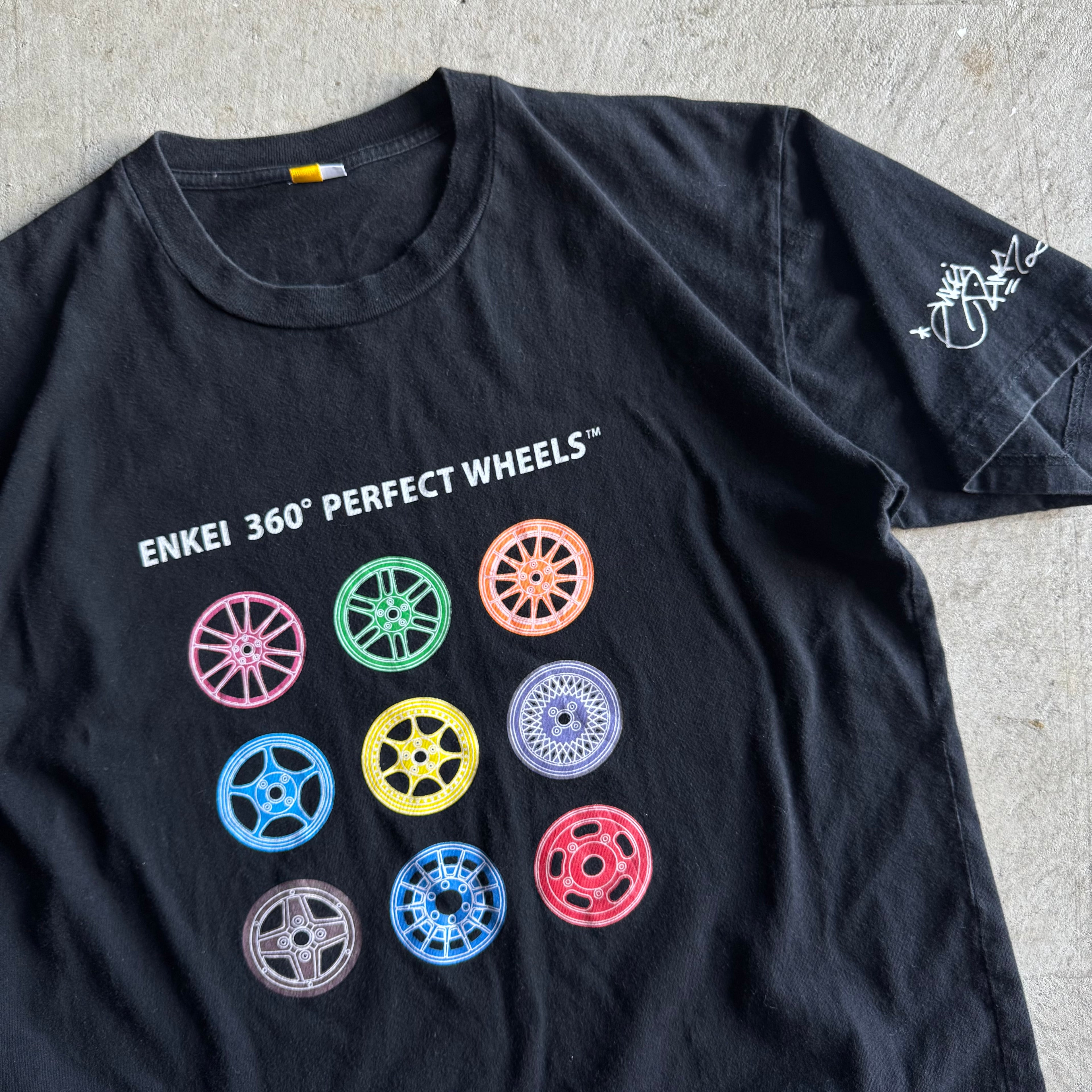 Vintage 2000s Enkei Wheels 360 Perfect Black T Shirt Size Medium