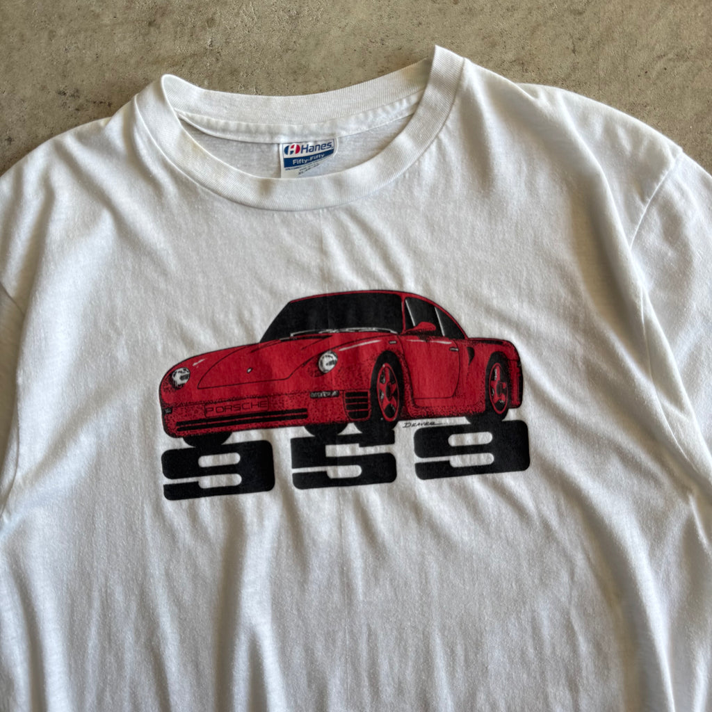 90s Porsche 959 White T Shirt (L)
