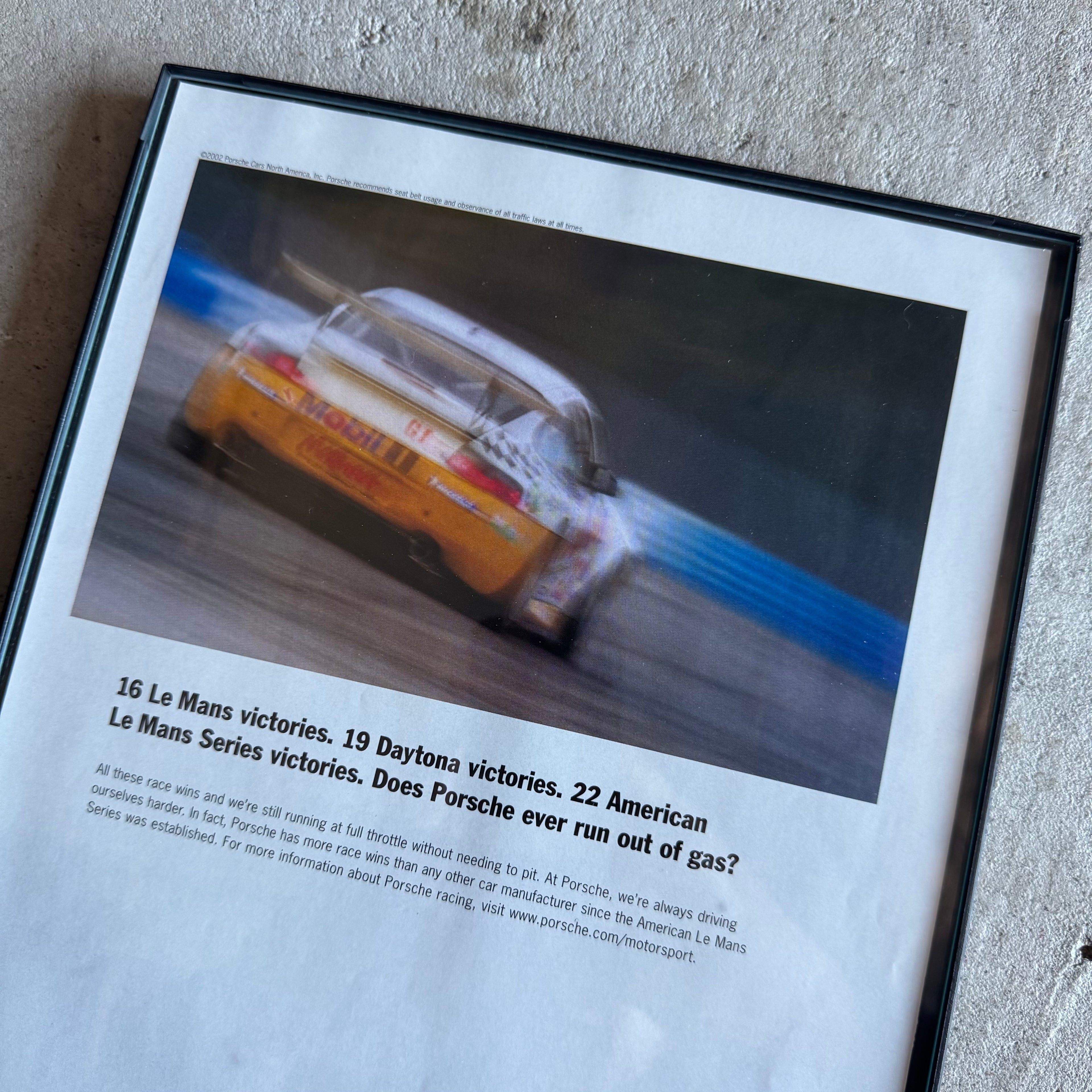 2002 Porsche GT3 Endurance Victories Framed Advertisement