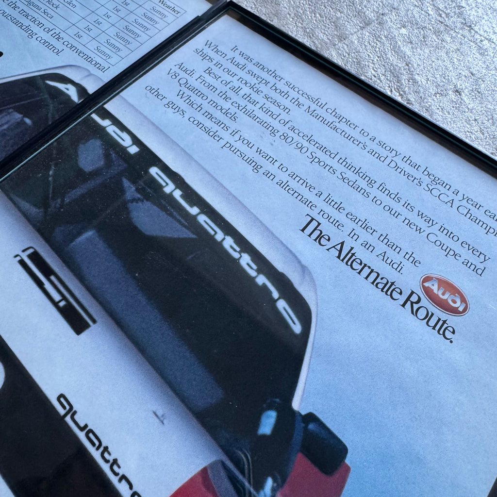 1990 Audi 90 Quattro IMSA GTO Victory Record Framed Advertisement