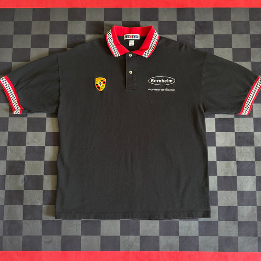Vintage 90s Porsche Stuttgart Berheim Black Polo Shirt Size Large