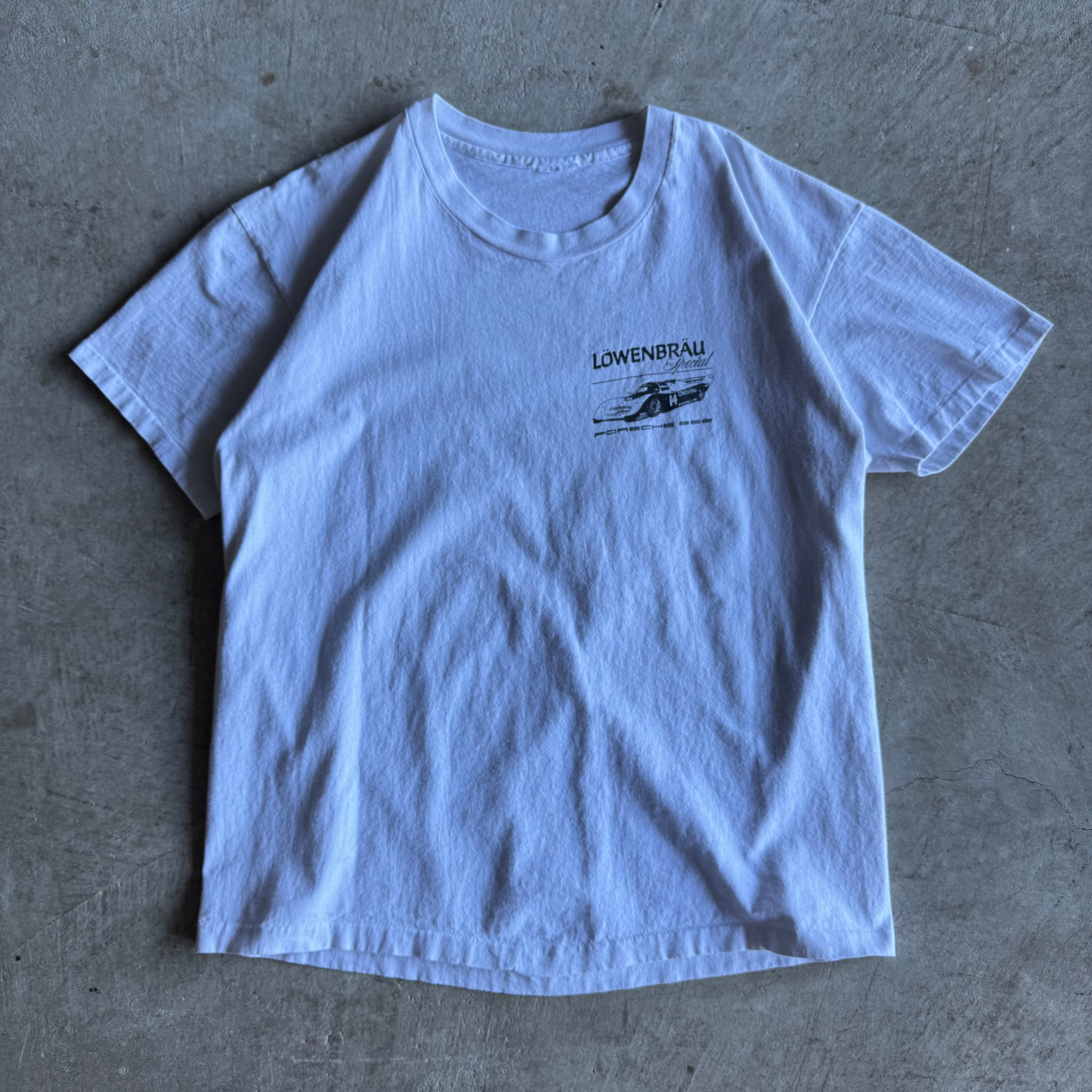 80s Porsche Lowenbrau Special 962 White T Shirt (XL)