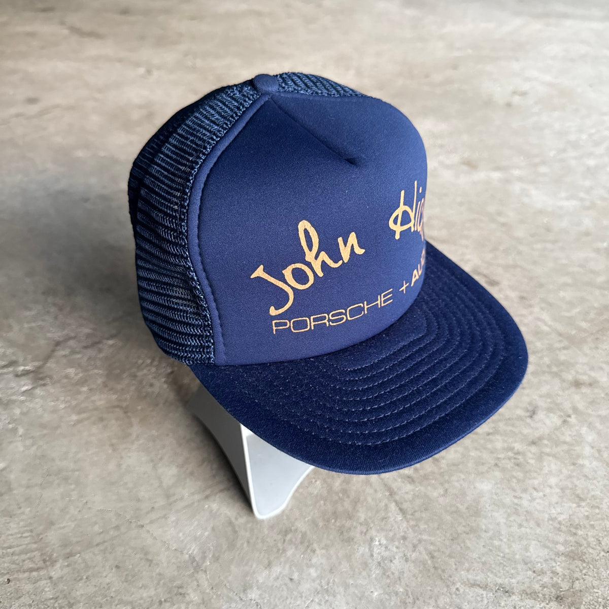 80s John Hicks Porsche + Audi Navy Mesh Adjustable Trucker Hat