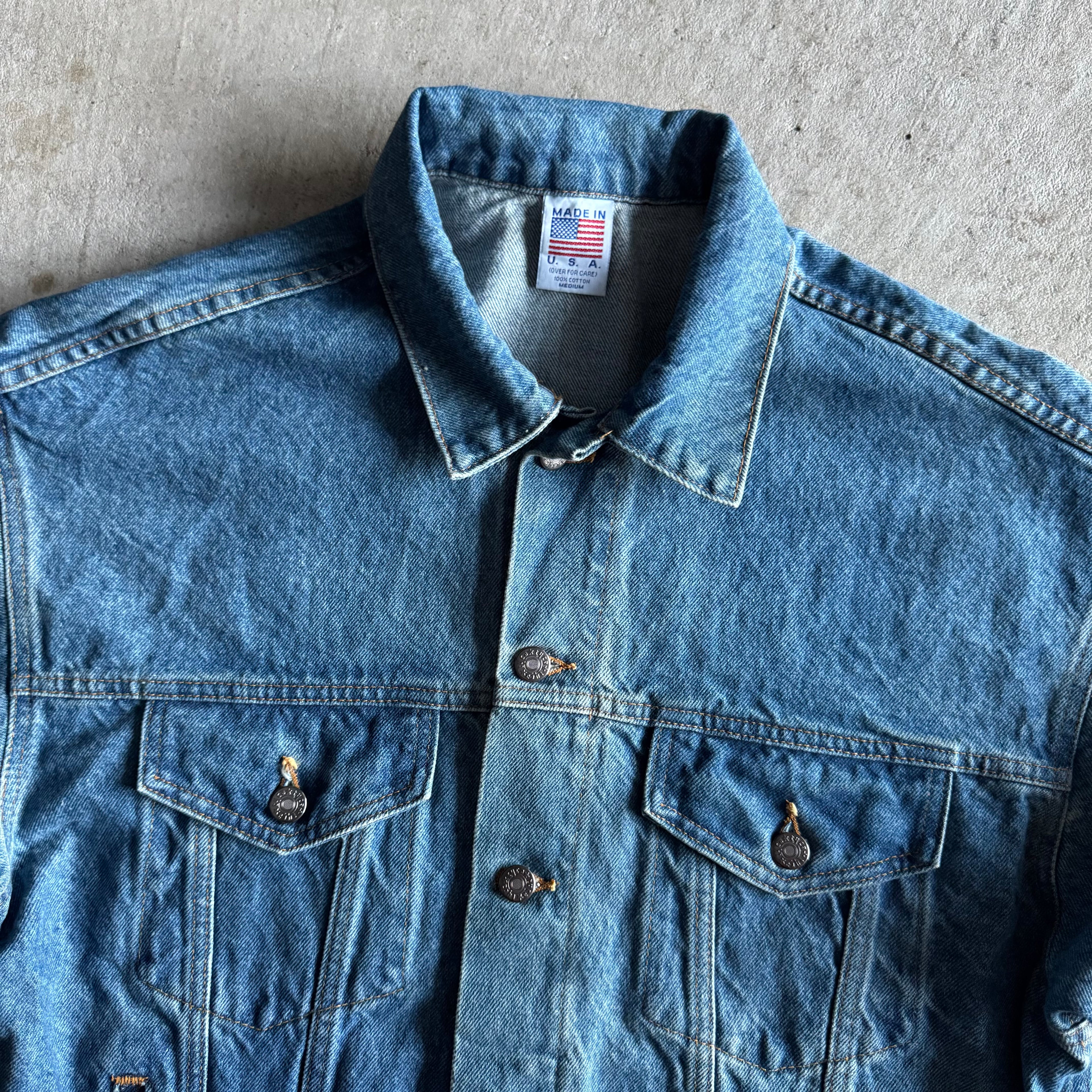 Vintage 90s Yokohama Motorsports Technology Blue Denim Jacket Size Large