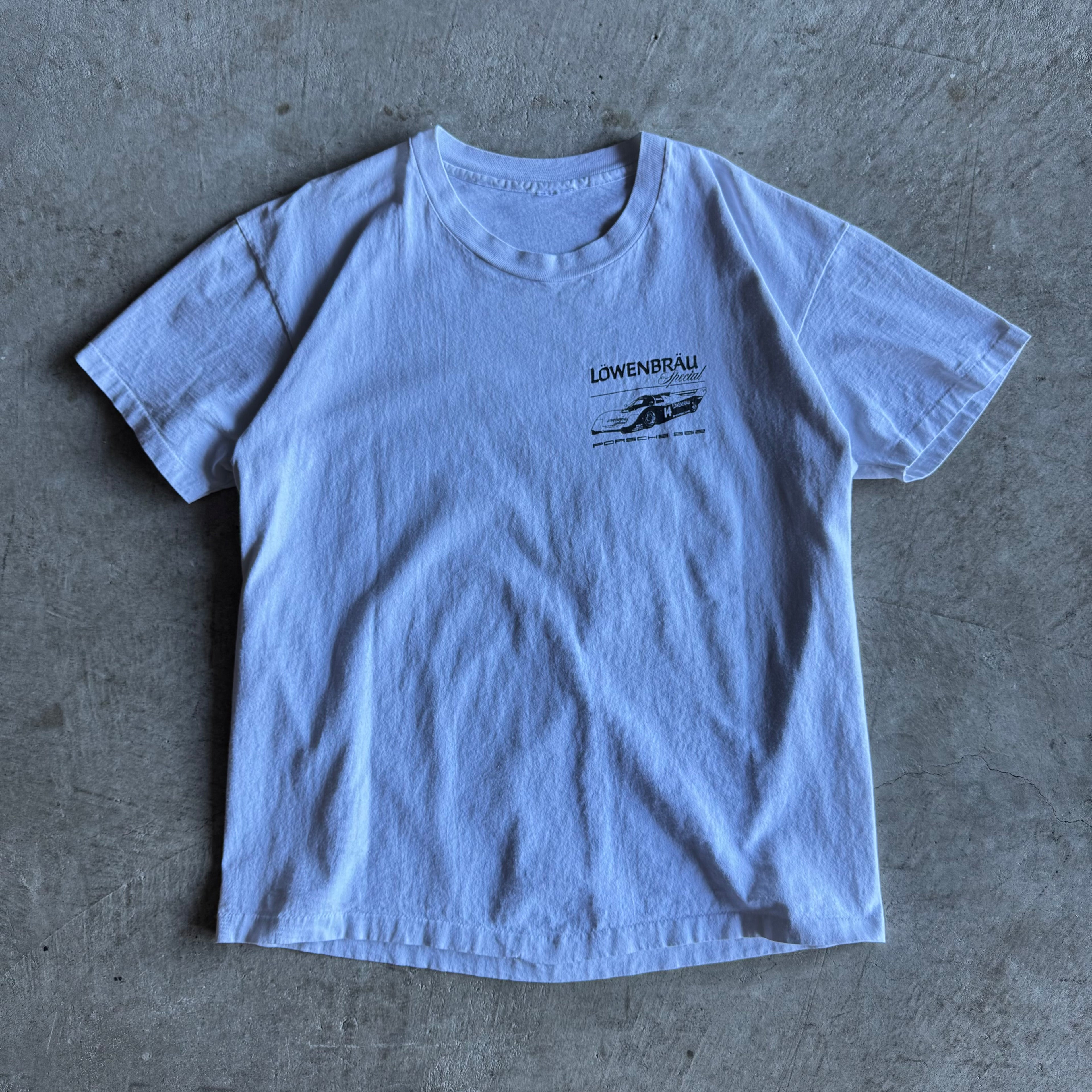 80s Porsche Lowenbrau Special 962 White T Shirt (XL)