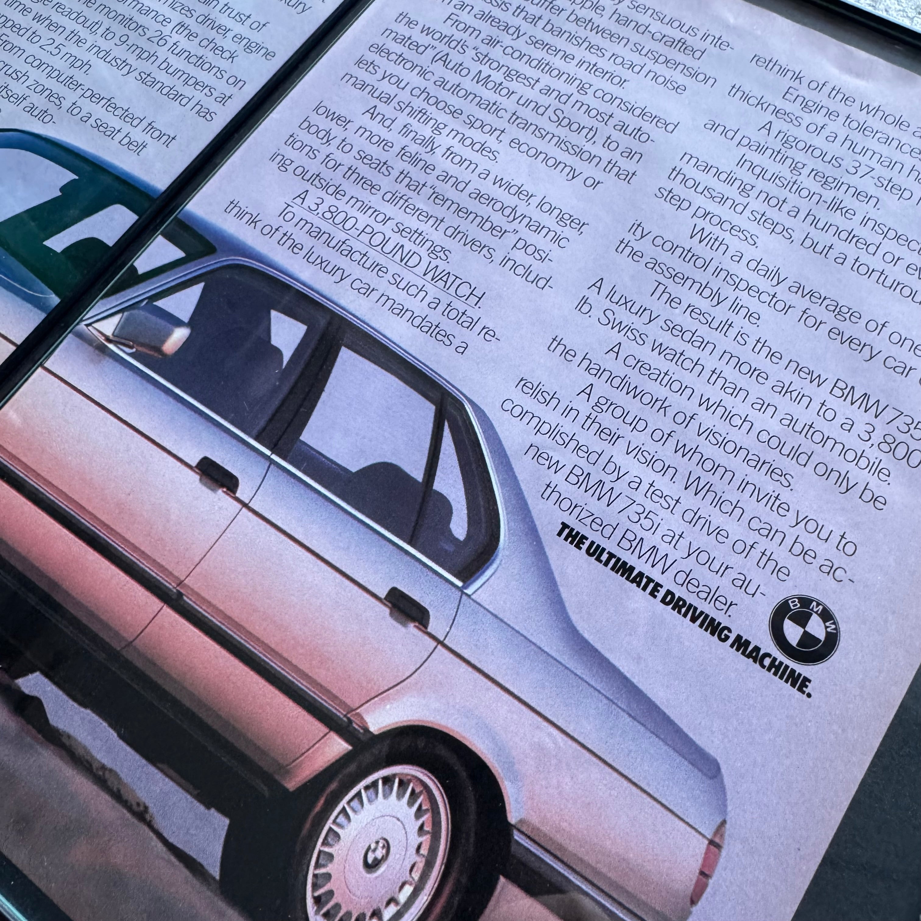 1987 BMW E32 735i Luxury Envision It Framed Advertisement