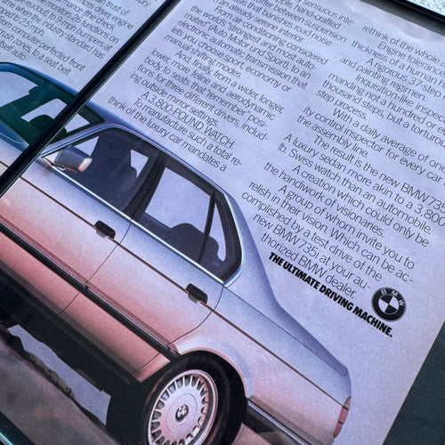 1987 BMW E32 735i Luxury Envision It Framed Advertisement