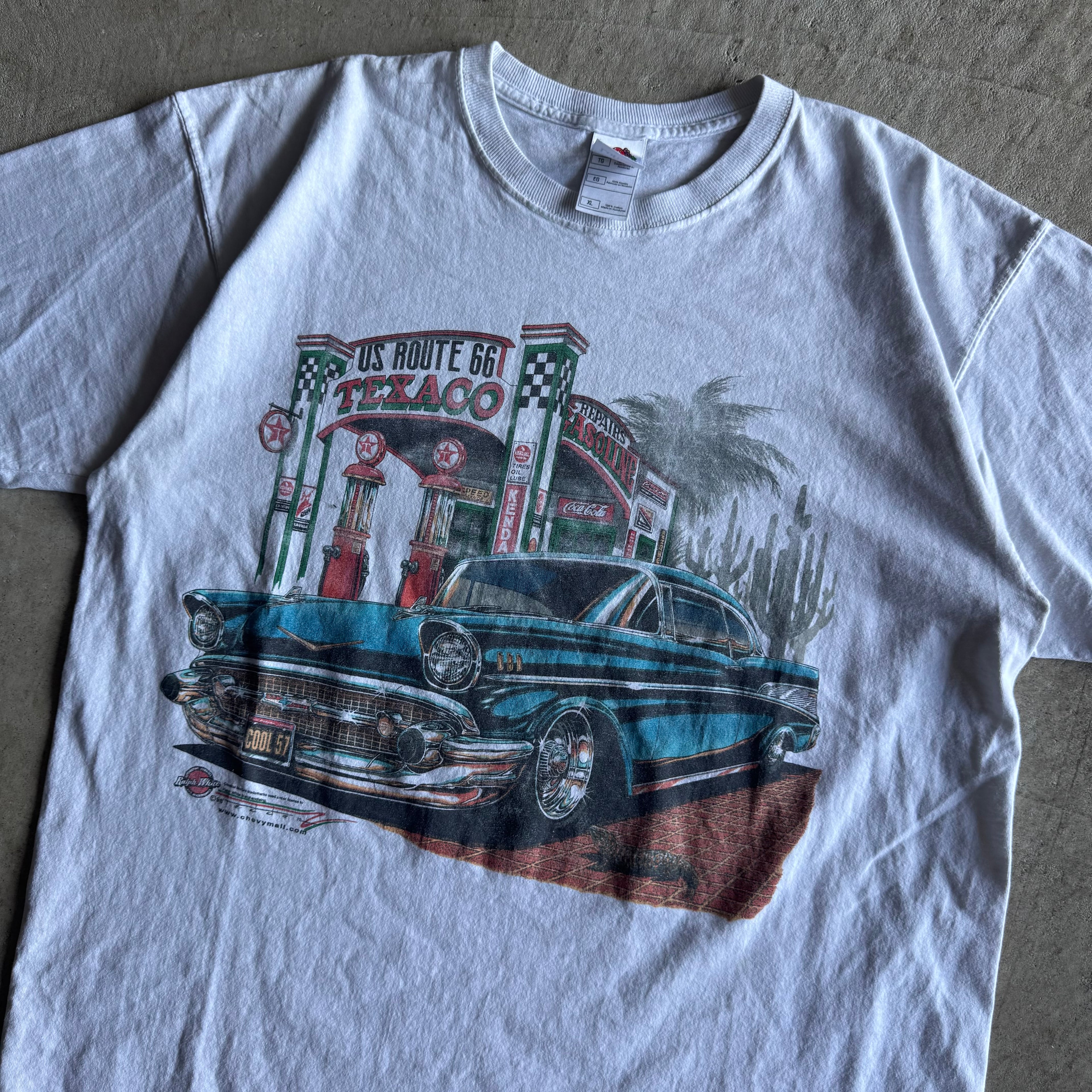 1995 '57 Chevy Chevelle US Route 66 White T Shirt (XL)