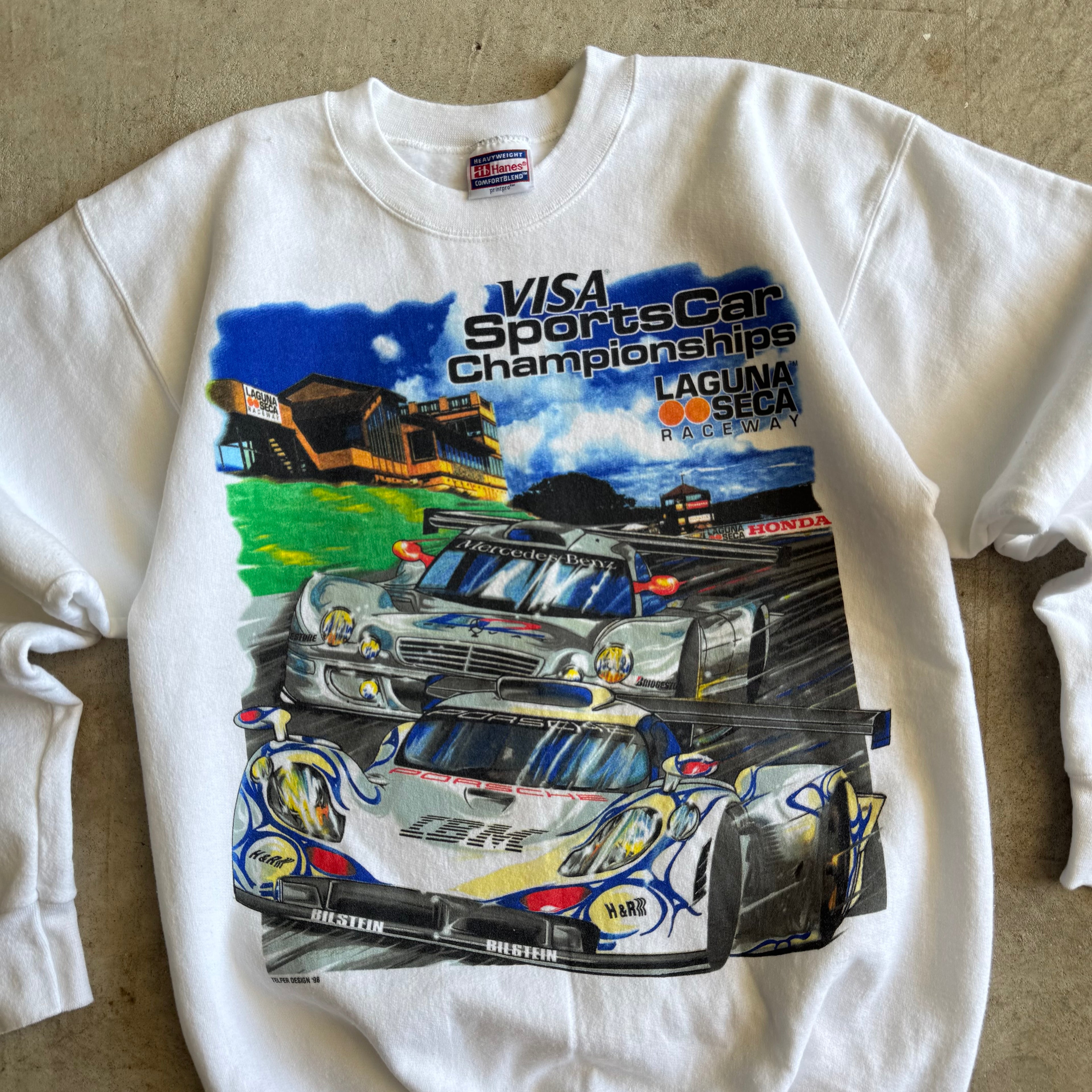 1998 Visa Sportscar Championship Porsche GT1 CLK GTR White Crewneck Sweater (M)