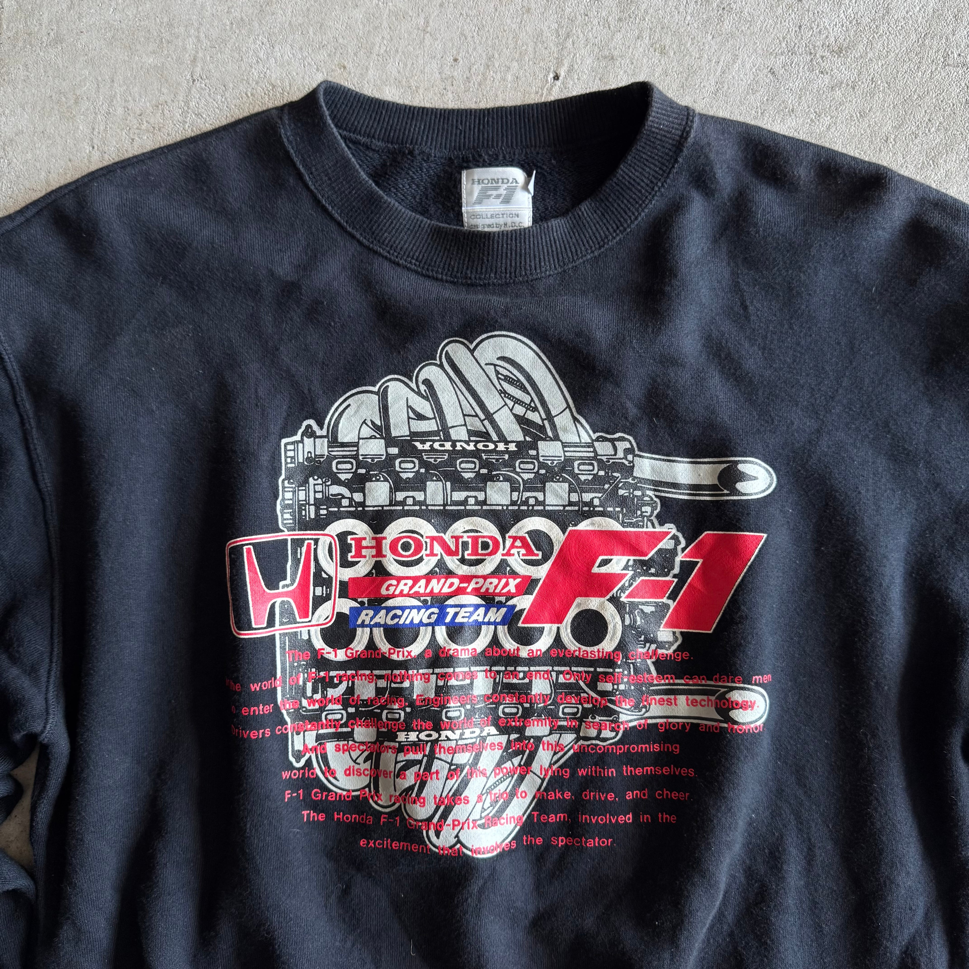 Vintage 90s Honda F1 Collection V10 Black Crewneck Sweater Size Large