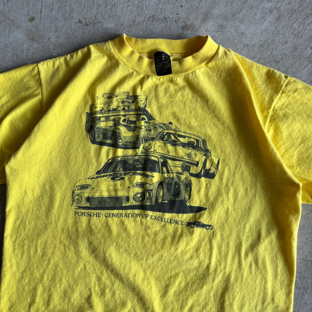 80s Porsche Generation of Excellence Yellow T Shirt (XL)
