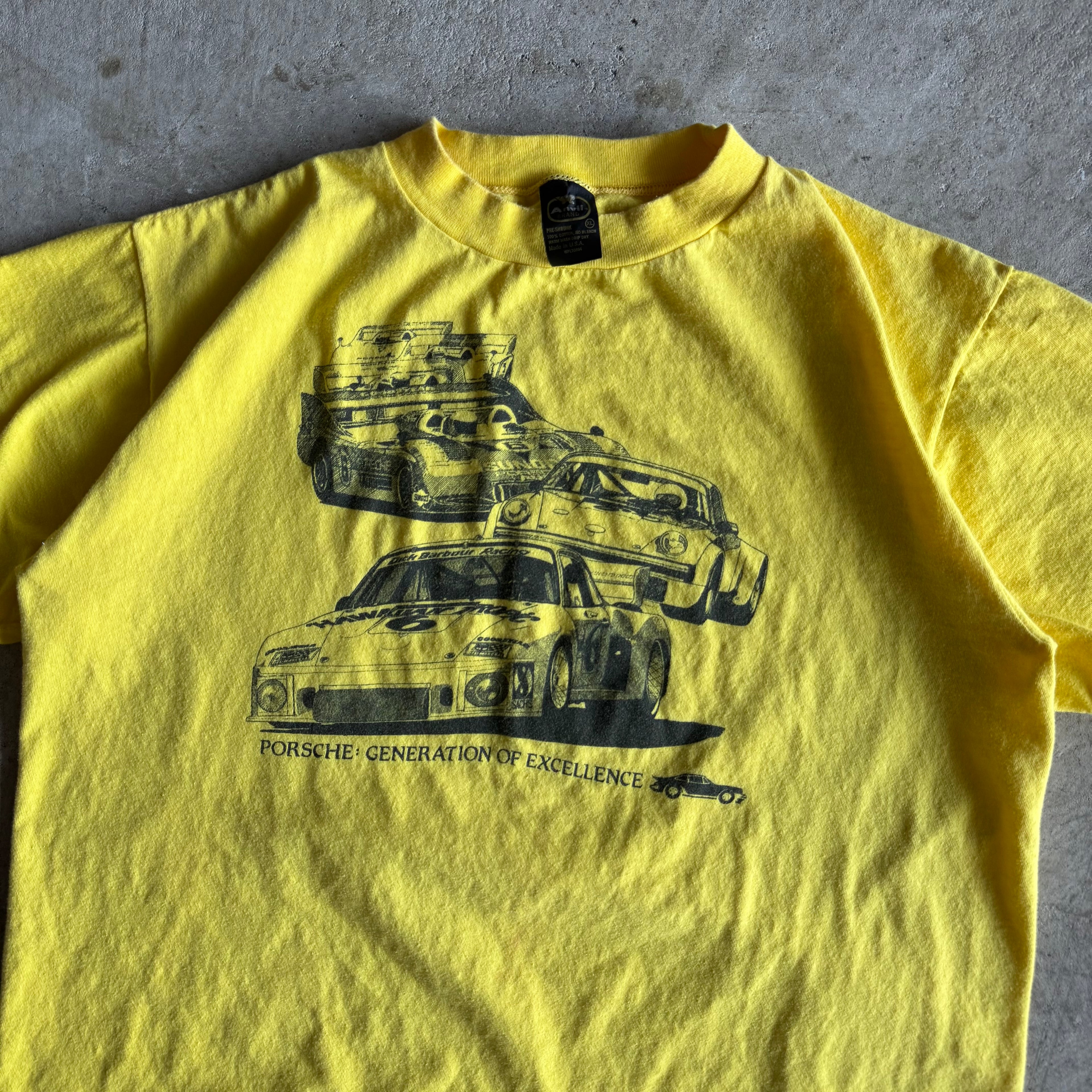 80s Porsche Generation of Excellence Yellow T Shirt (XL)