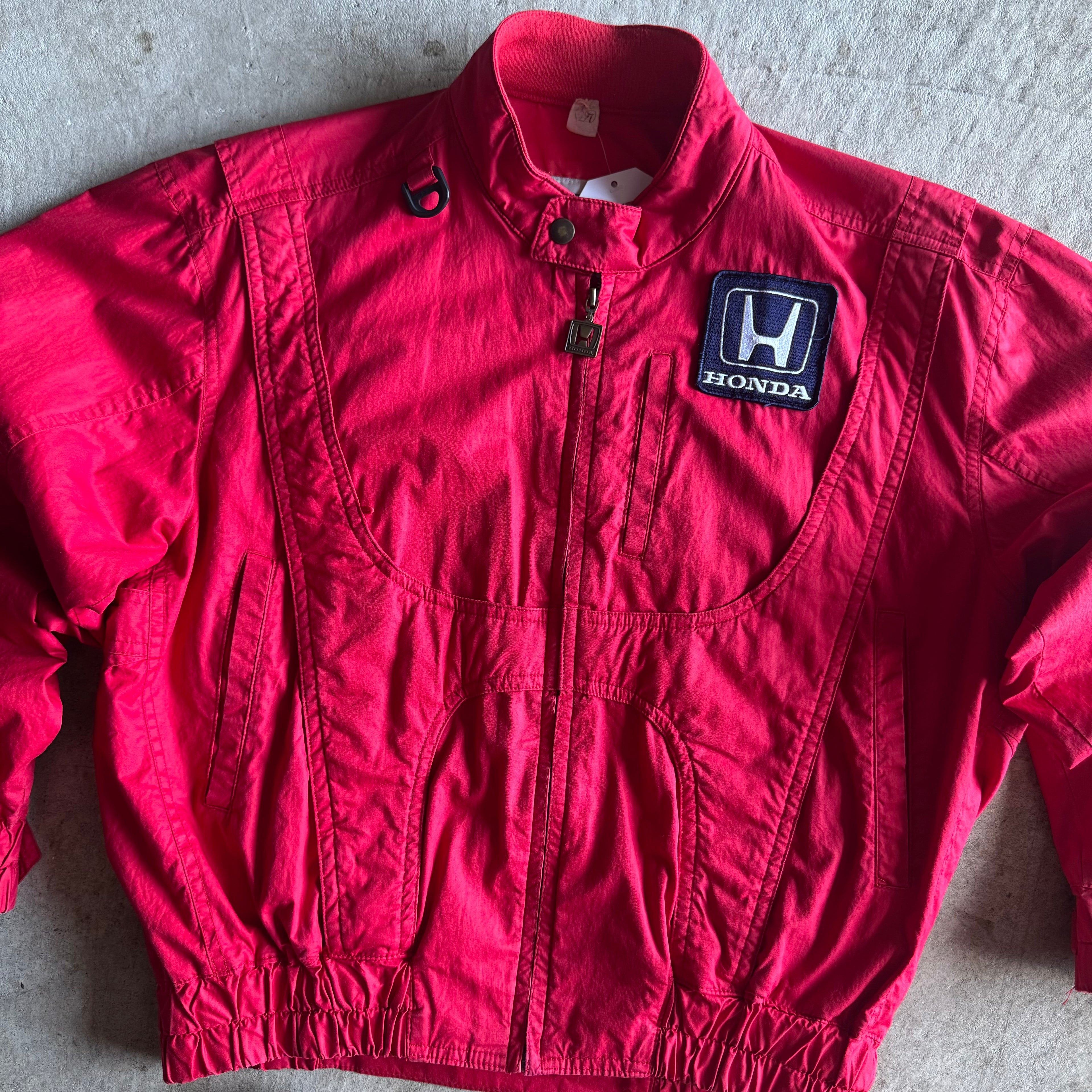 Vintage 80s Honda F1 Grand Prix Racing Red Jacket Size Large
