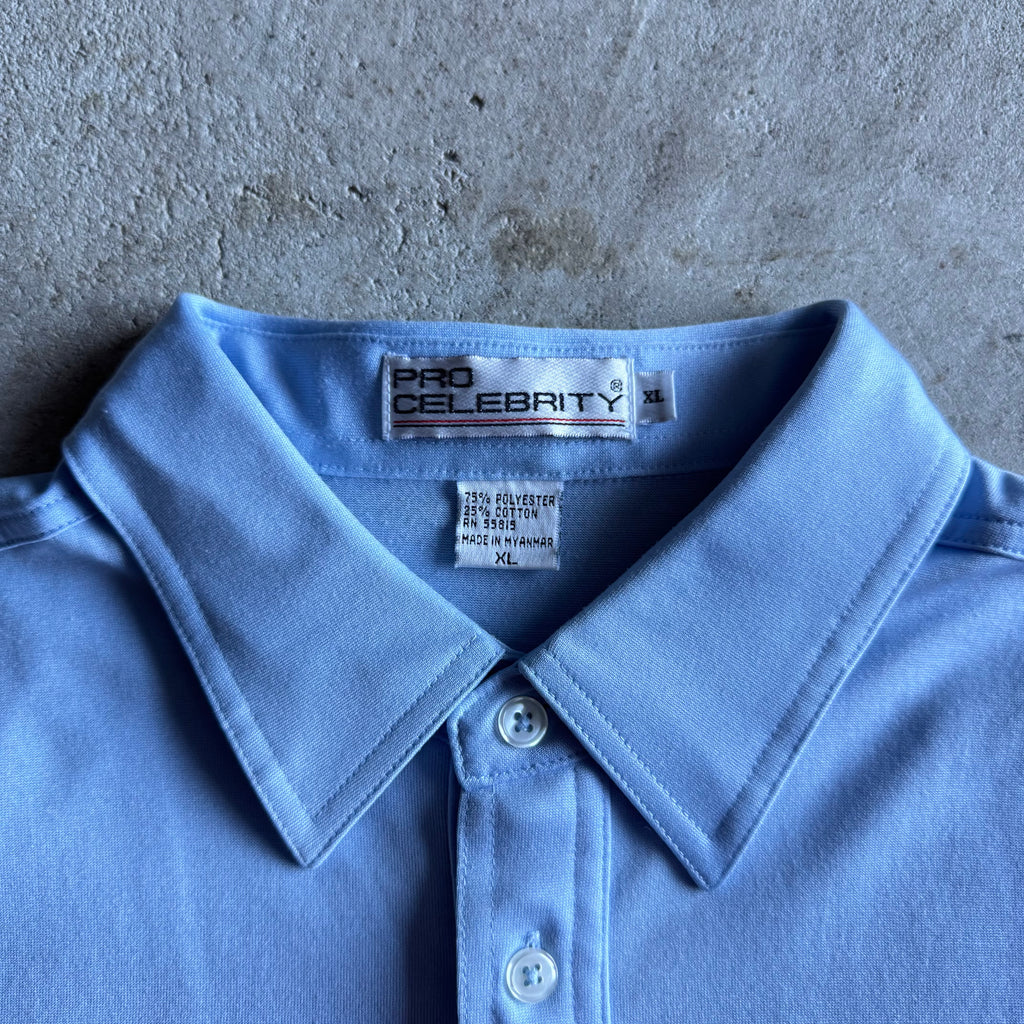 90s Team Porsche Lund to Hiko Rally Blue Polo Top Shirt (XL)