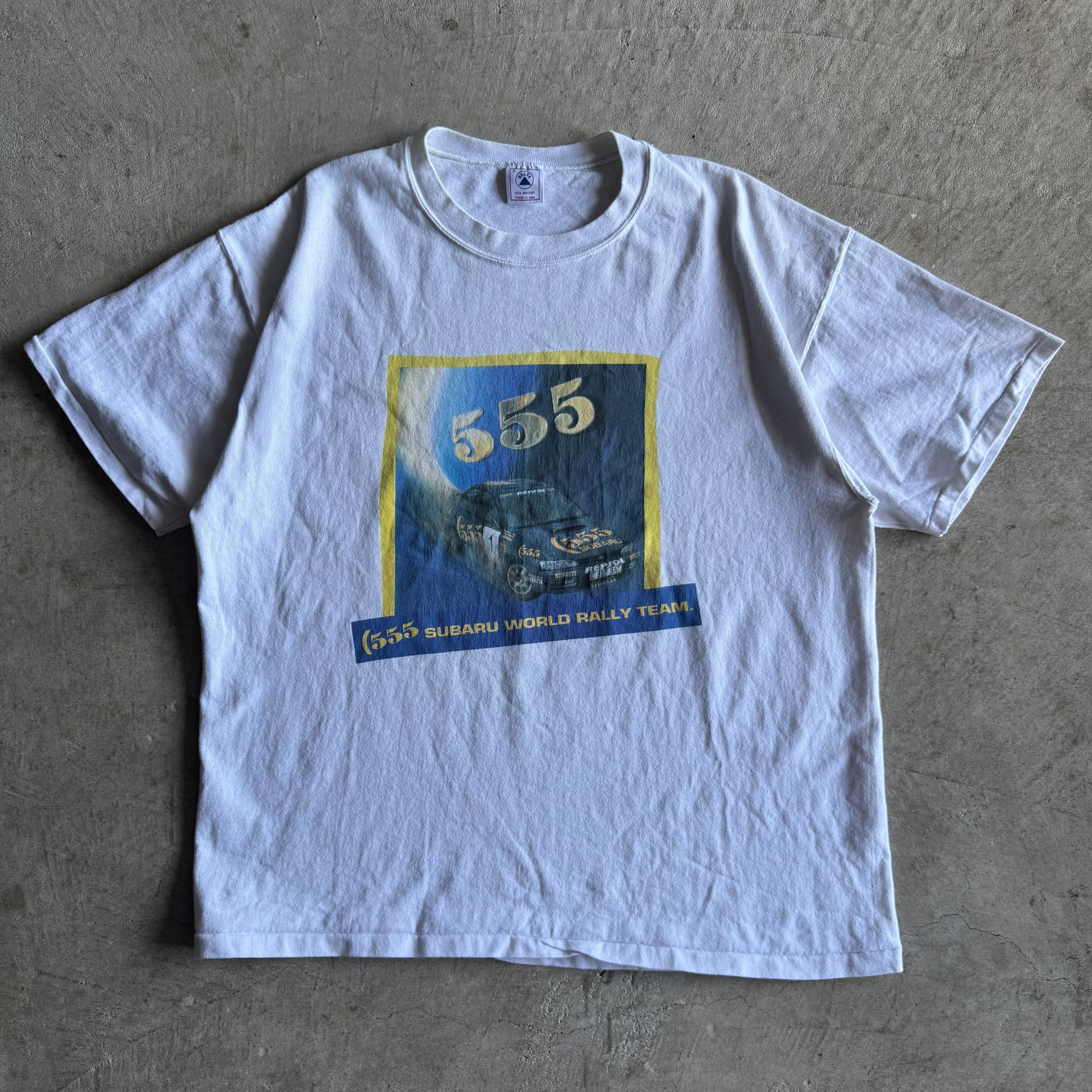 90s Subaru World Rally Team 555 Impreza White T Shirt (XL)