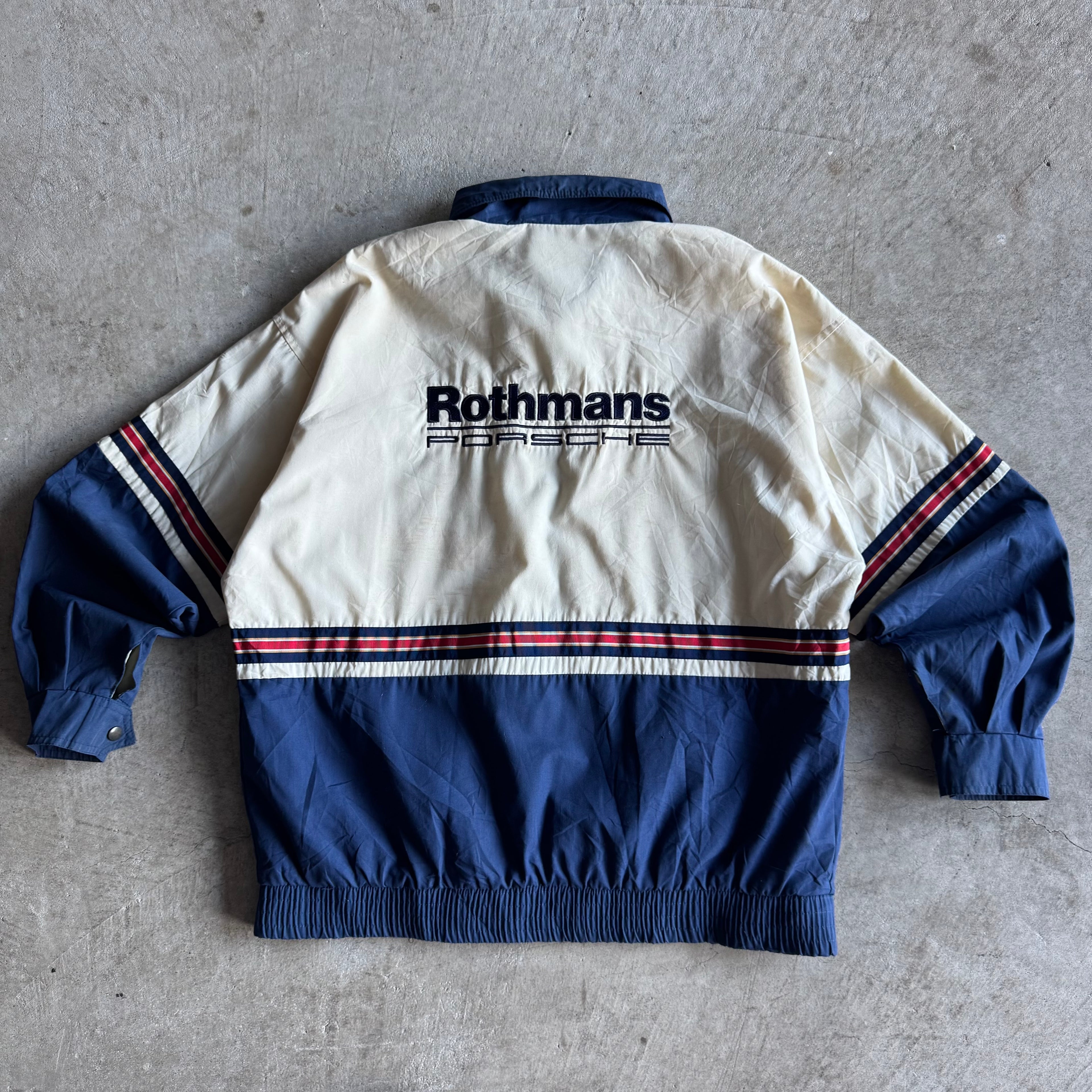 80s Porsche Rothmans Racing Striped Outerwear Jacket (XL)