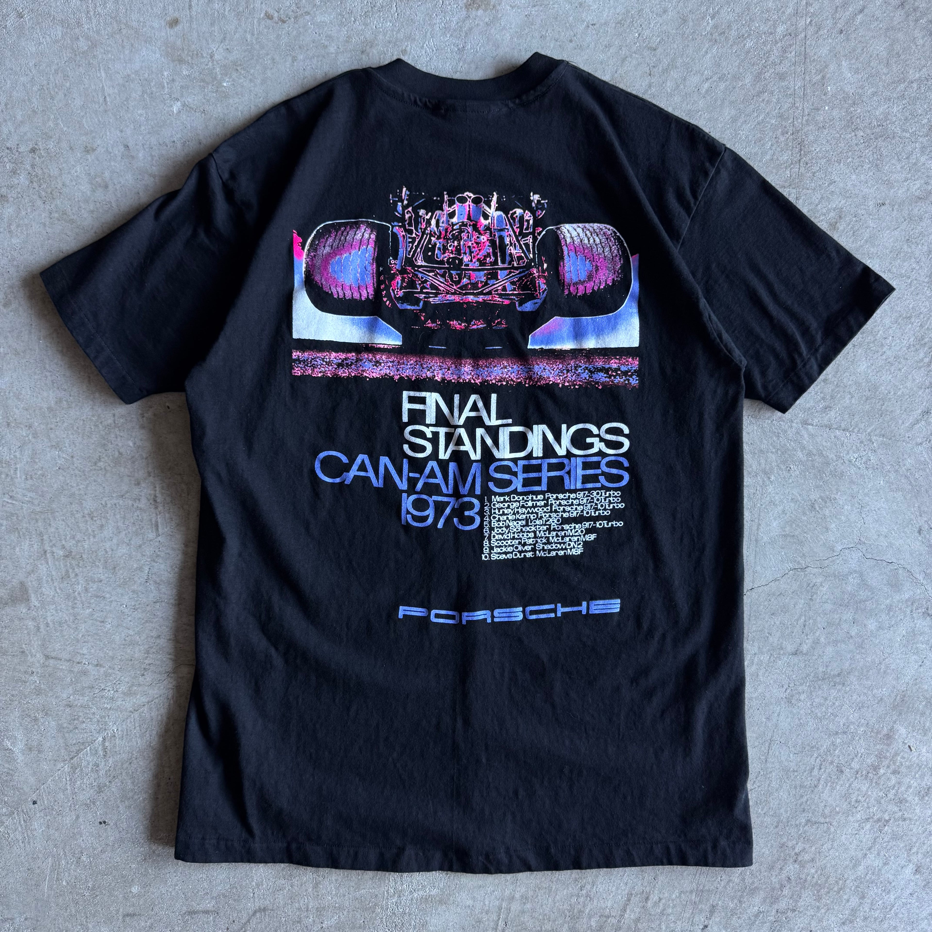 80s Porsche 917 CAN-AM Series Black T Shirt (XL)