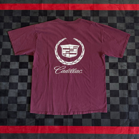 90s Cadillac Crest Badge Big Logo Maroon T Shirt