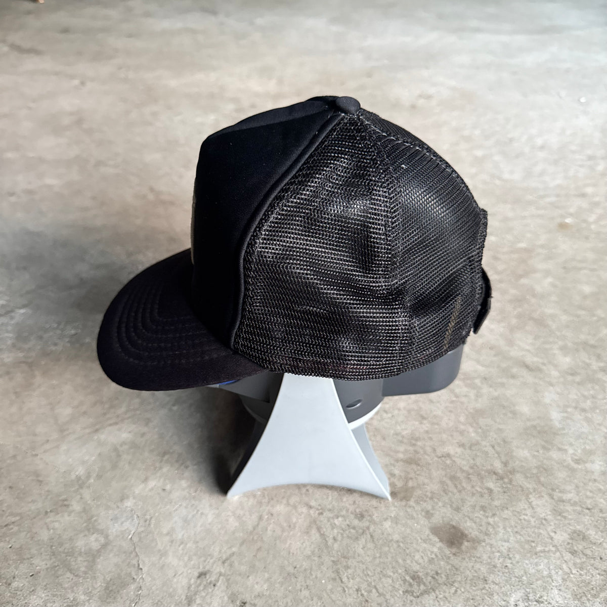 80s Porsche Crest Patch Black Mesh Adjustable Trucker Hat