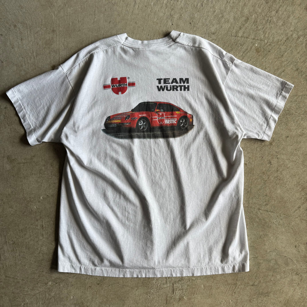90s Porsche Team Wurth 993 Carrera White T Shirt (XL)