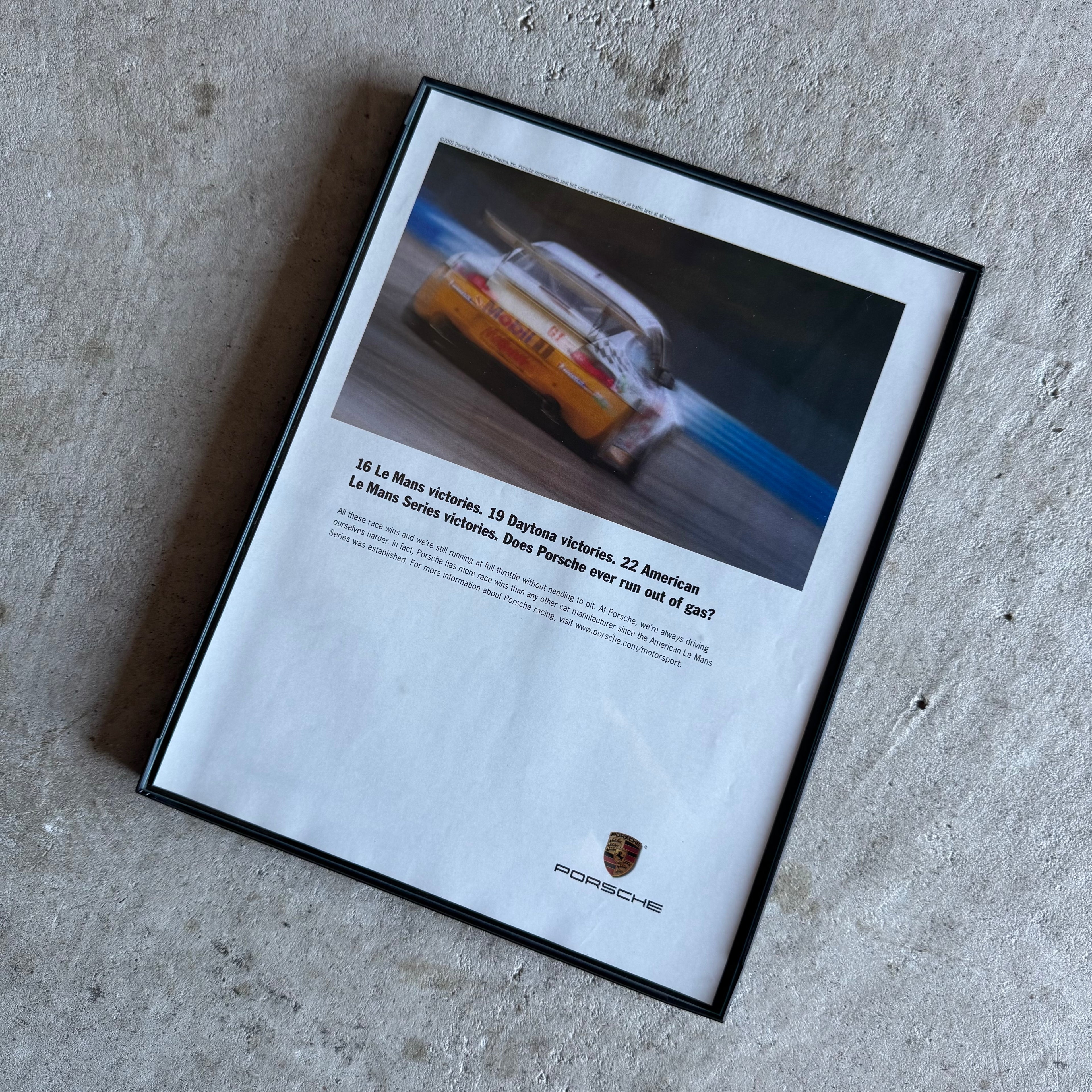 2002 Porsche GT3 Endurance Victories Framed Advertisement