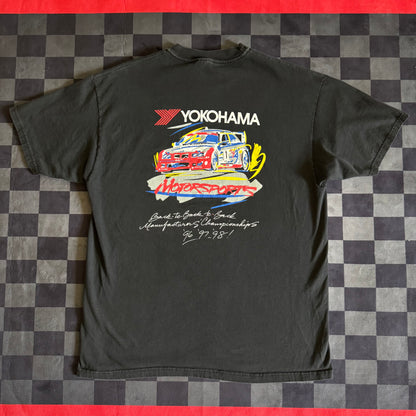 Vintage Yokohama Motorsports BMW Back to Back Champions Black T Shirt XL