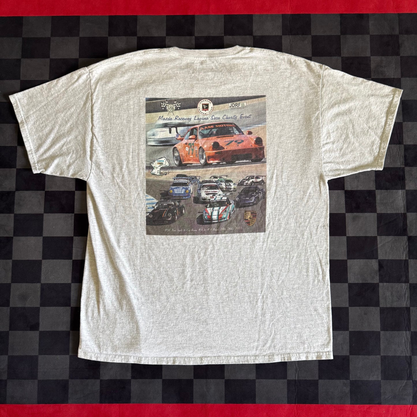 2012 Porsche Owners Club Laguna Seca Charity Event Gray T Shirt XXL