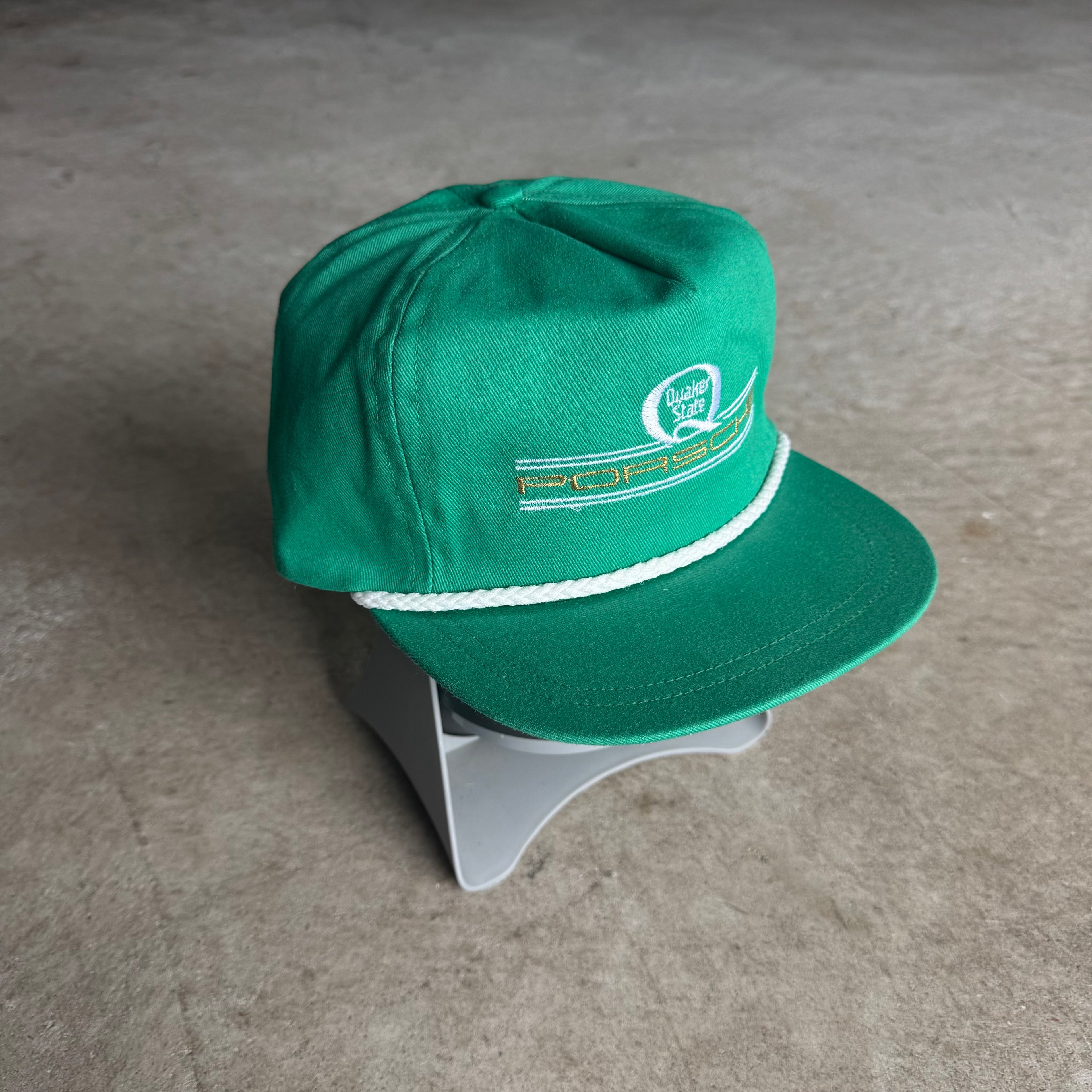 80s Porsche Quaker State Green Adjustable Strapback Hat