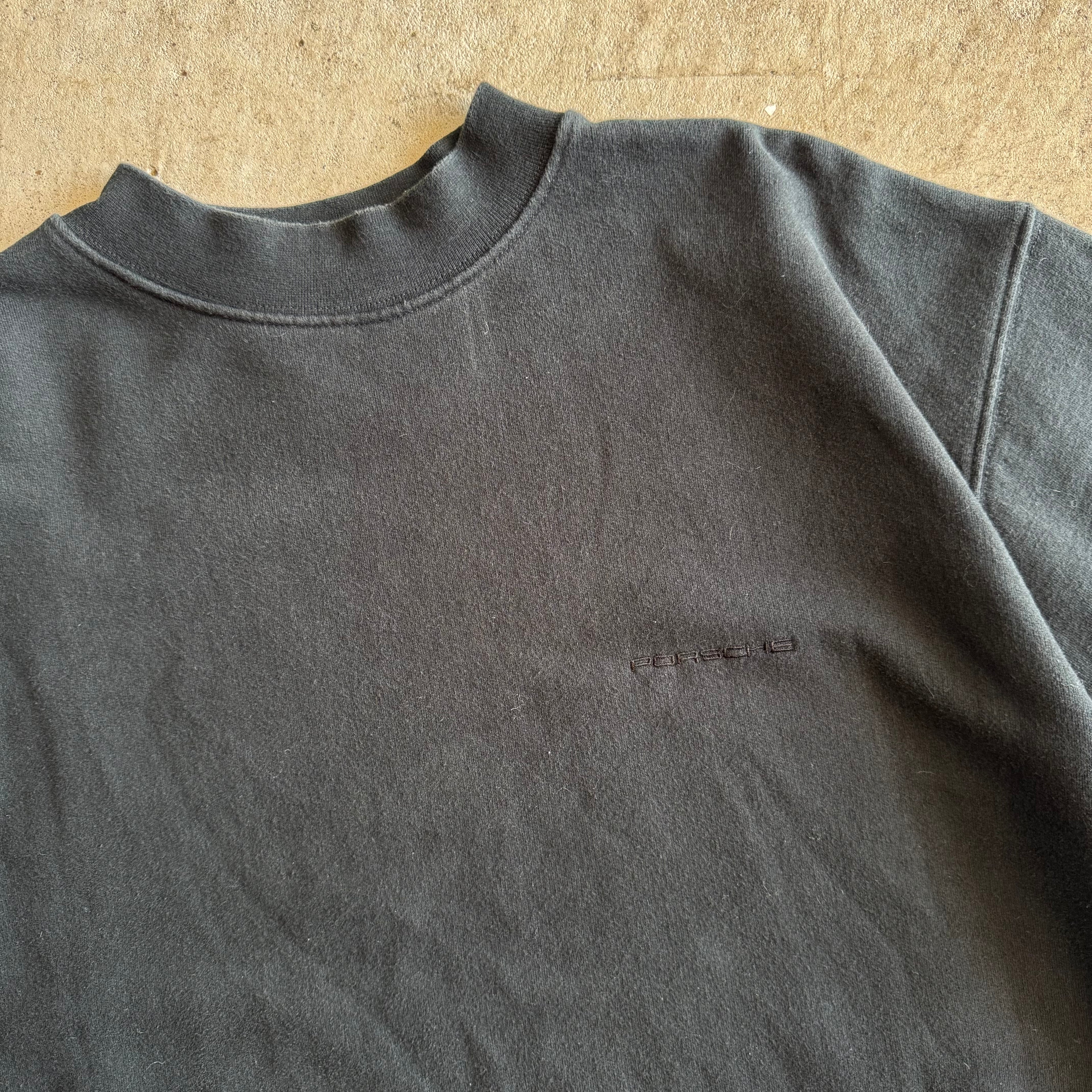 90s Porsche Selection Embroidered Black Tonal Crewneck Sweater (L)