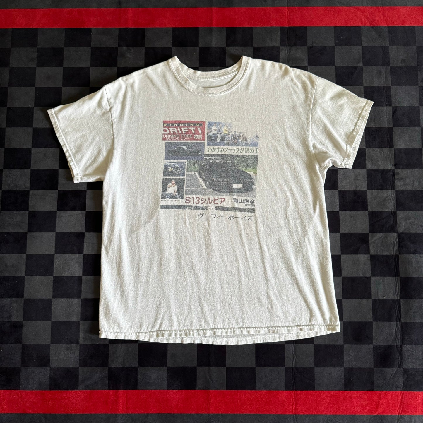 S13 Running Free Drift Kanji White T Shirt Large XL