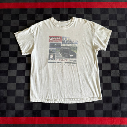 S13 Running Free Drift Kanji White T Shirt Large XL