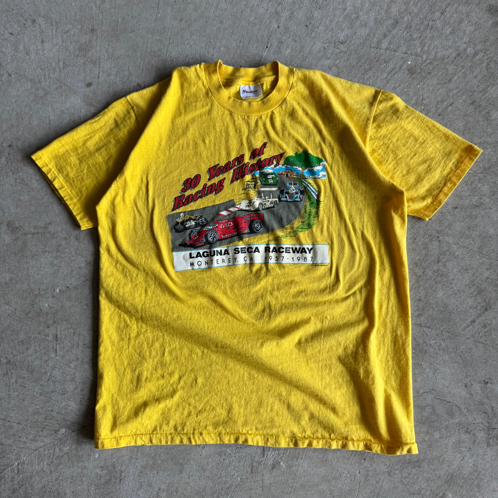 1987 Laguna Seca 30 Years of Racing Yellow T Shirt (XL)